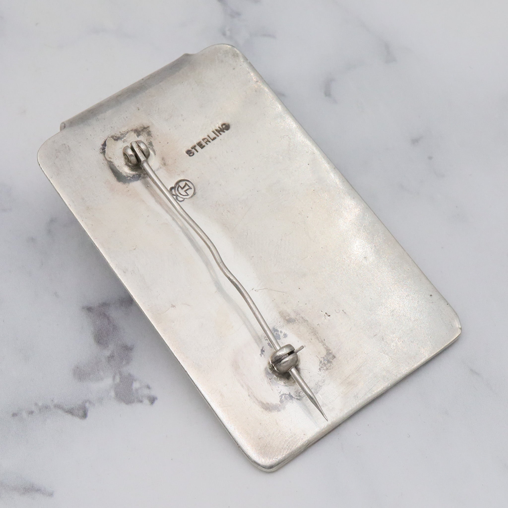 Vintage Modernist Sam Kramer sterling & carnelian brooch