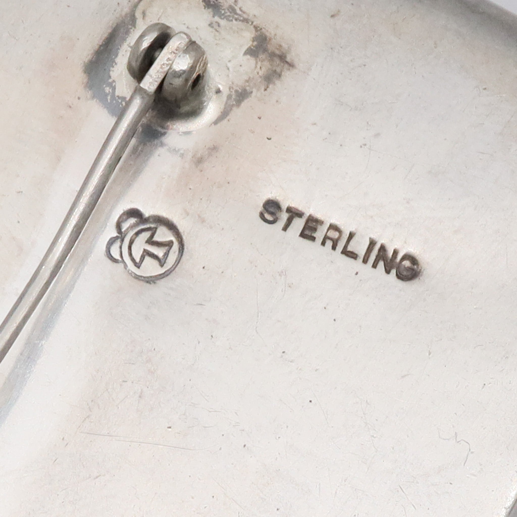 Vintage Modernist Sam Kramer sterling & carnelian brooch