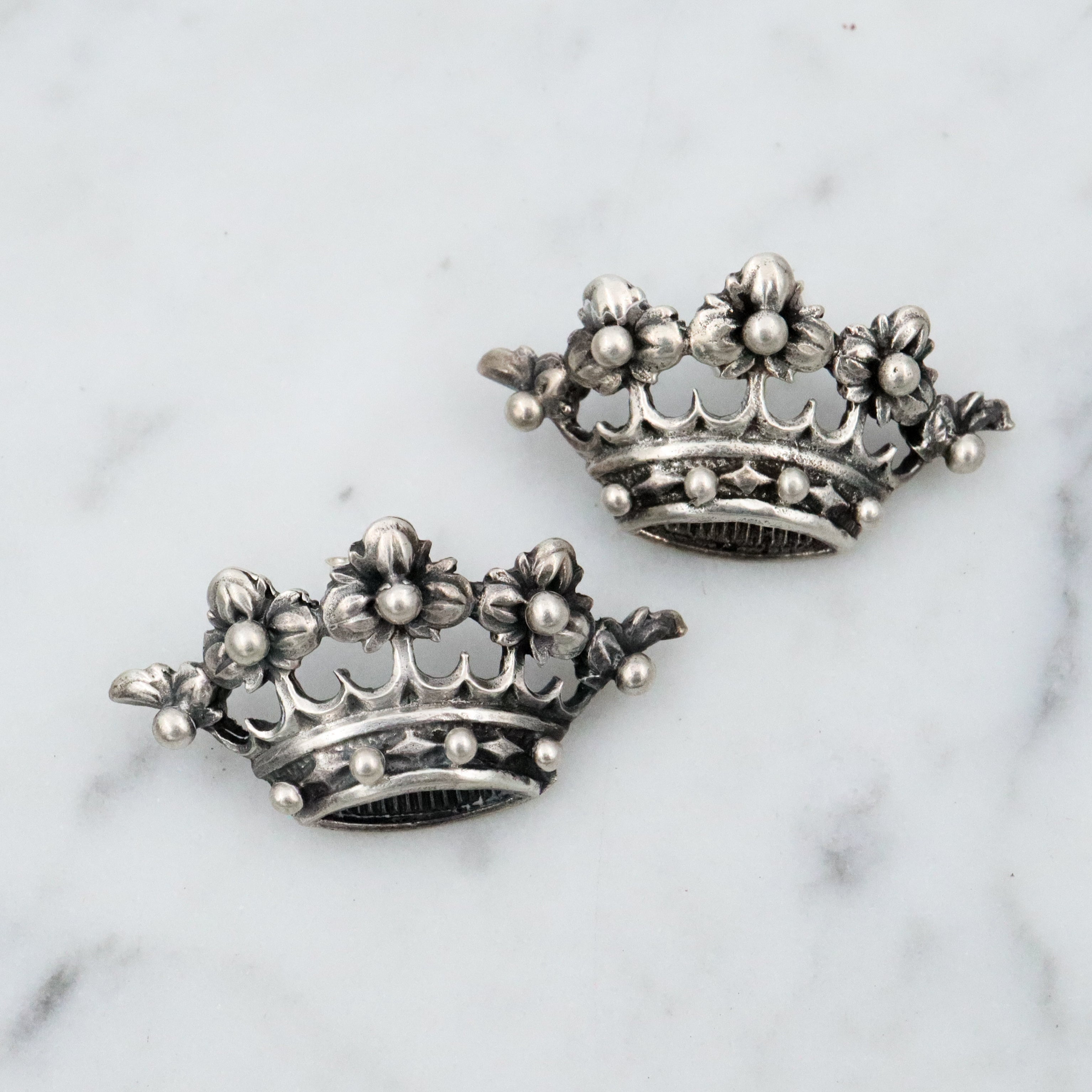 Vintage MCM Guglielmo Cini sterling crown earrings