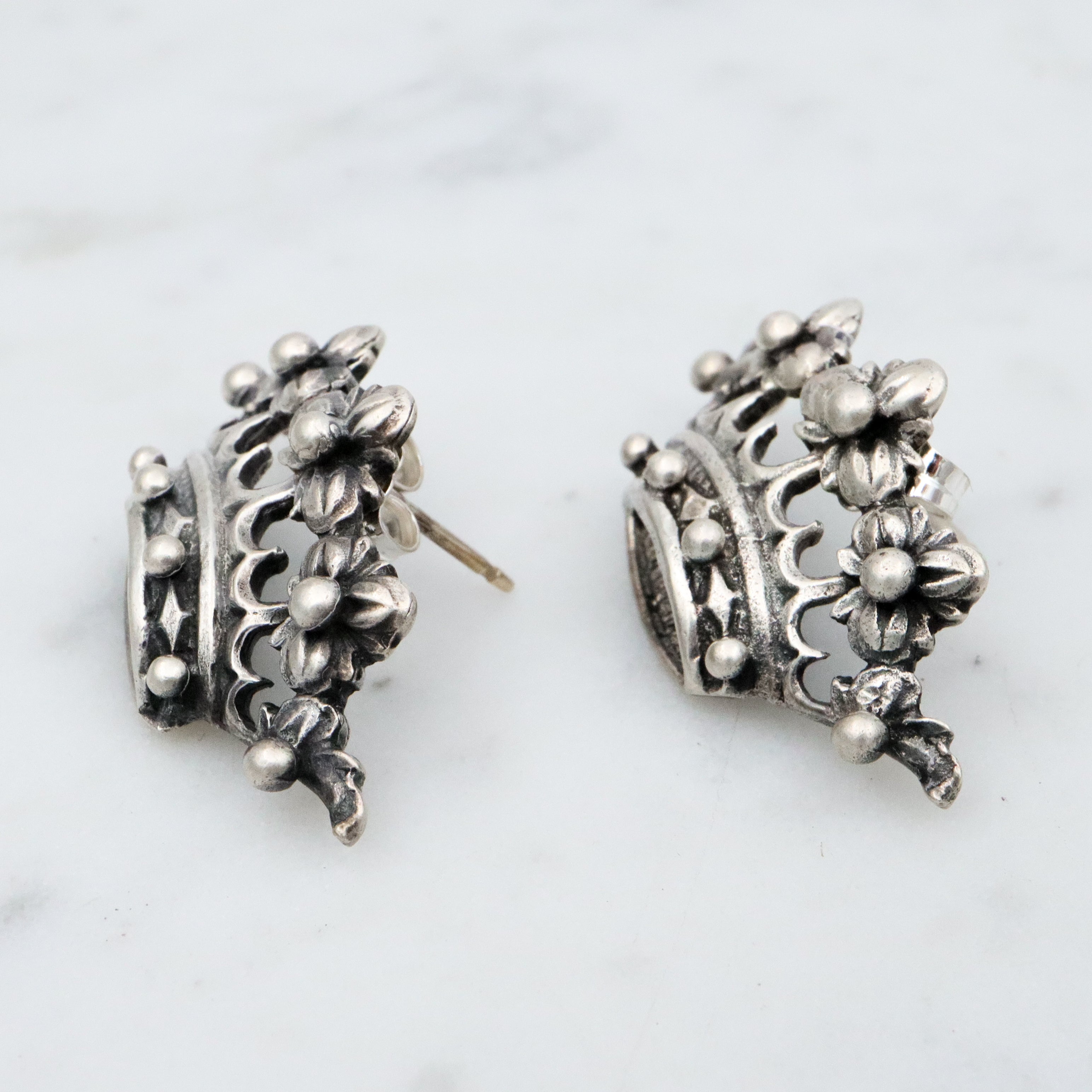 Vintage MCM Guglielmo Cini sterling crown earrings