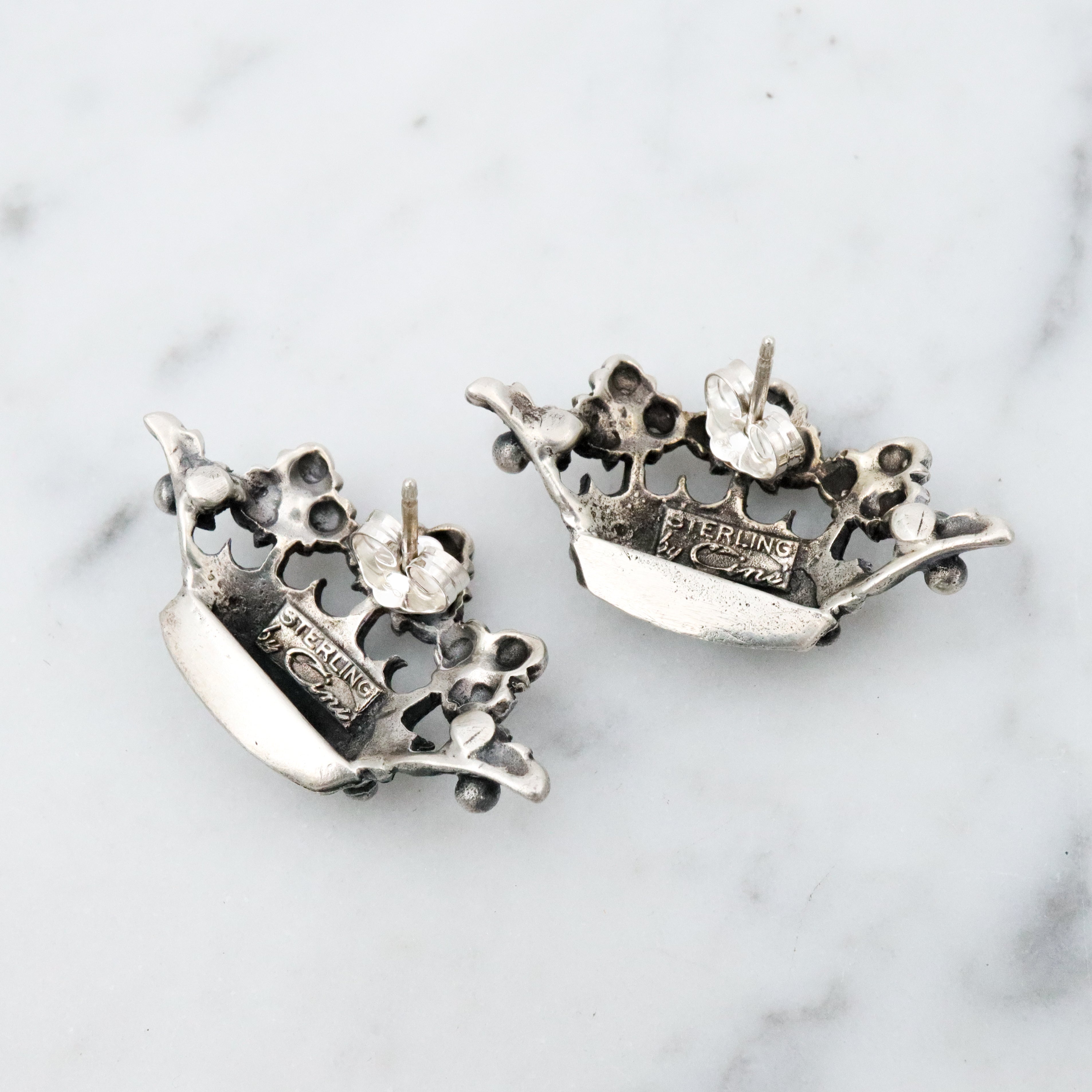 Vintage MCM Guglielmo Cini sterling crown earrings