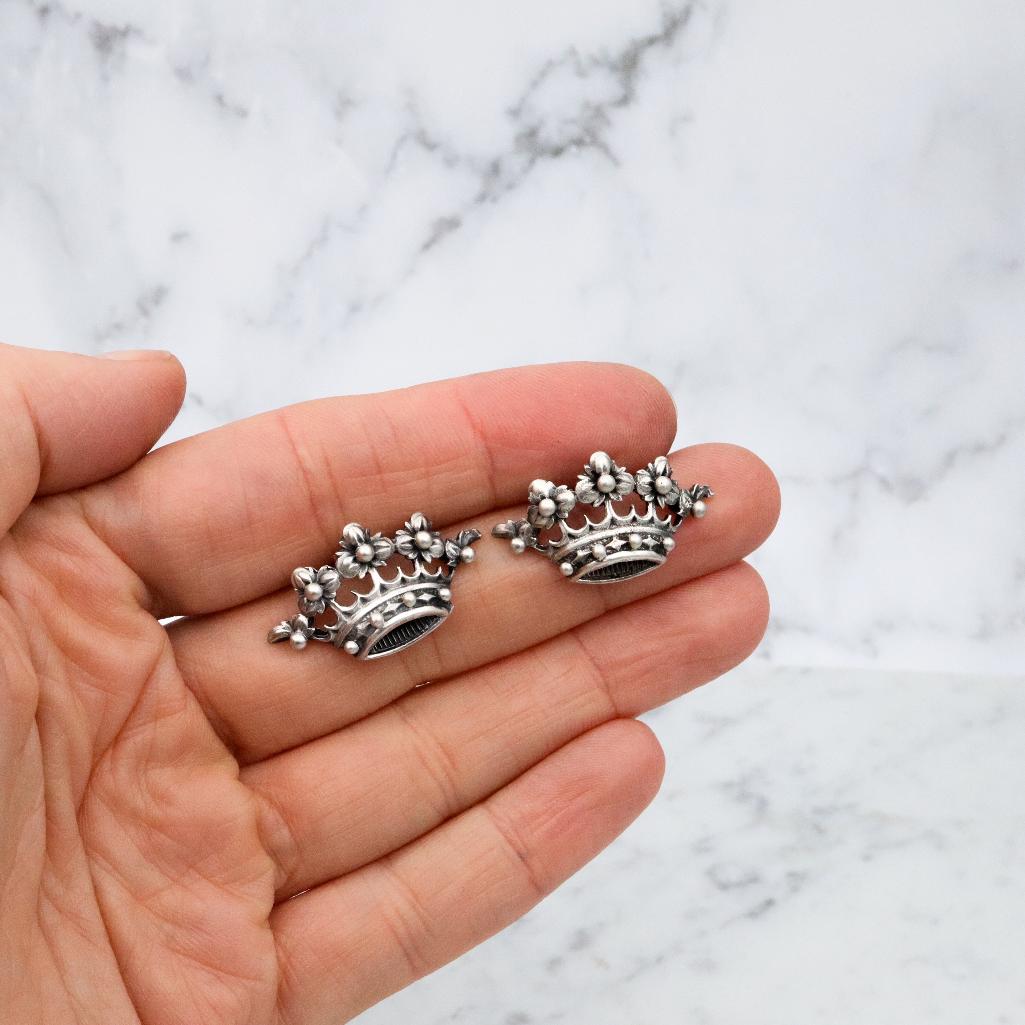 Vintage MCM Guglielmo Cini sterling crown earrings