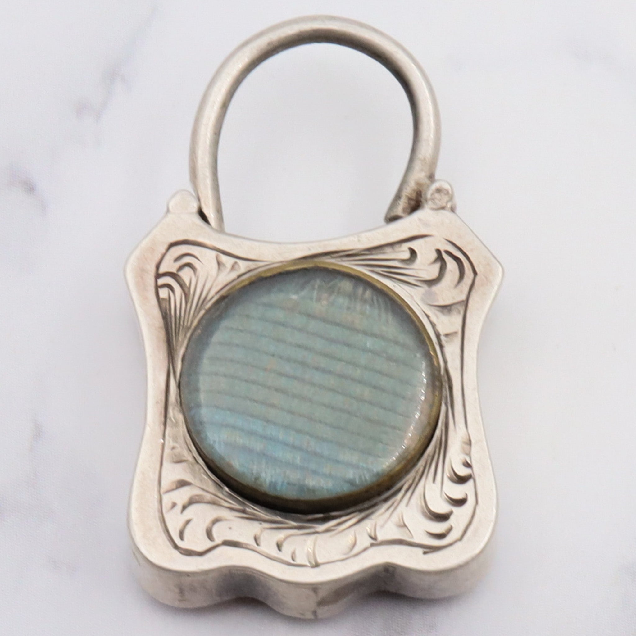 Antique victorian Scottish provincial sterling silver and agate padlock locket pendant/clasp
