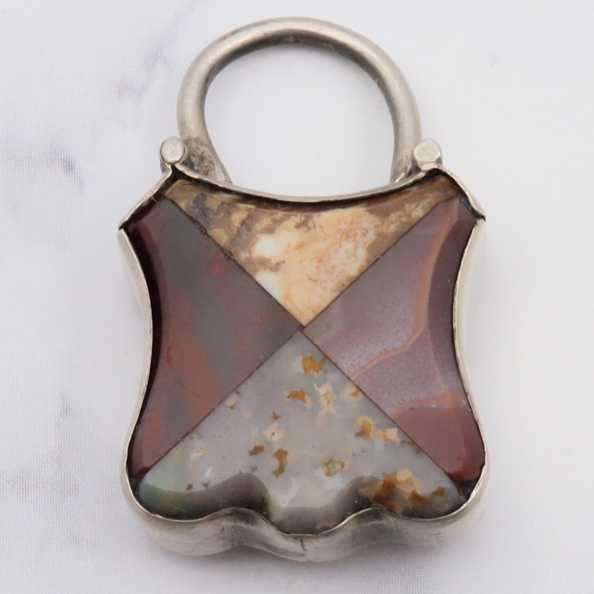 Antique victorian Scottish provincial sterling silver and agate padlock locket pendant/clasp