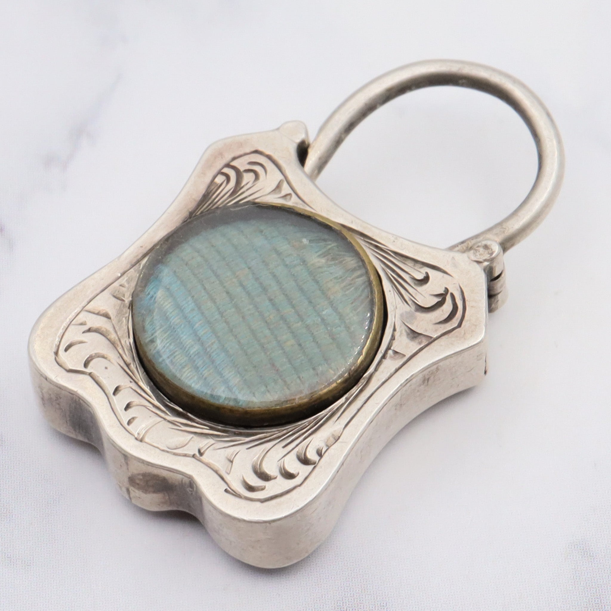 Antique victorian Scottish provincial sterling silver and agate padlock locket pendant/clasp