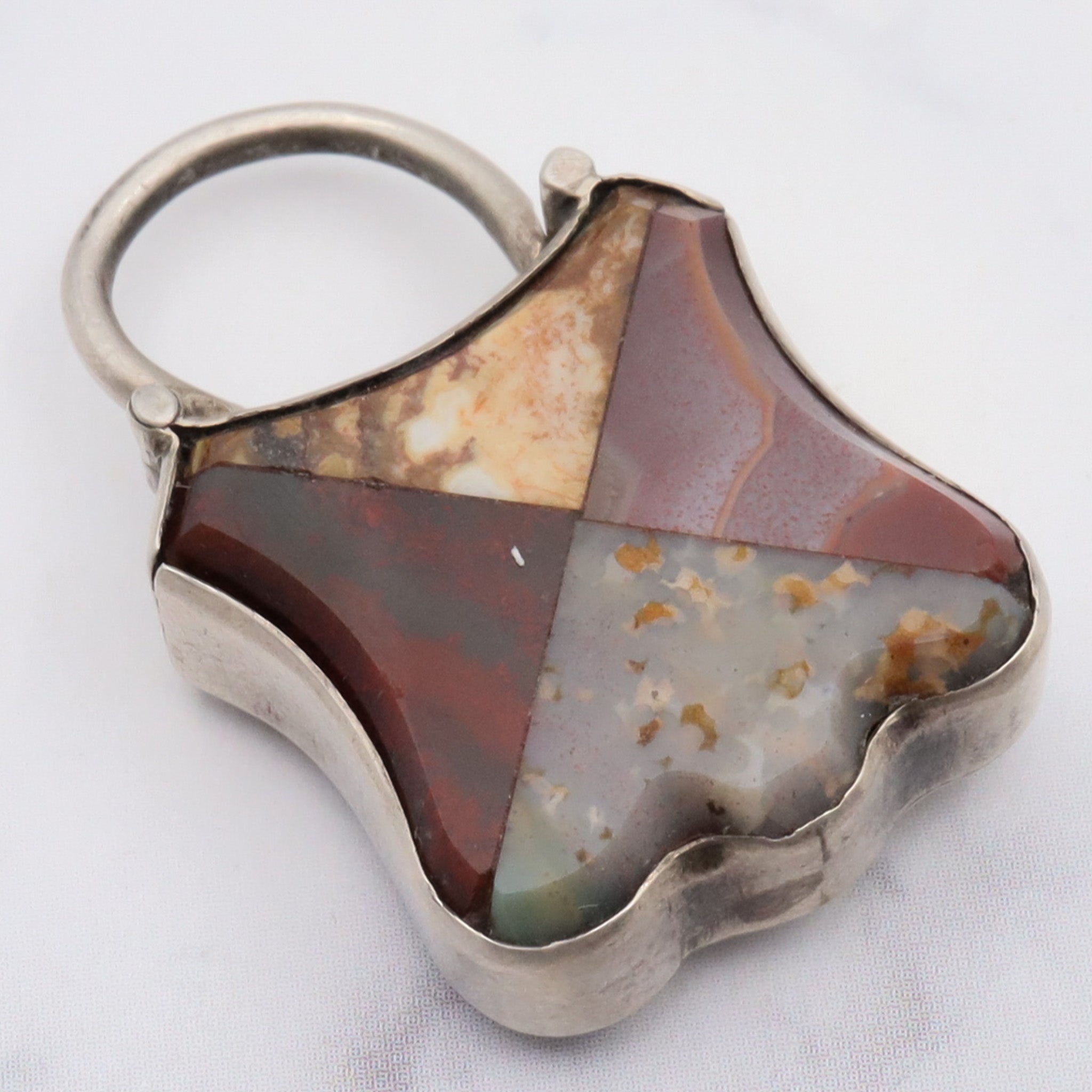 Antique victorian Scottish provincial sterling silver and agate padlock locket pendant/clasp