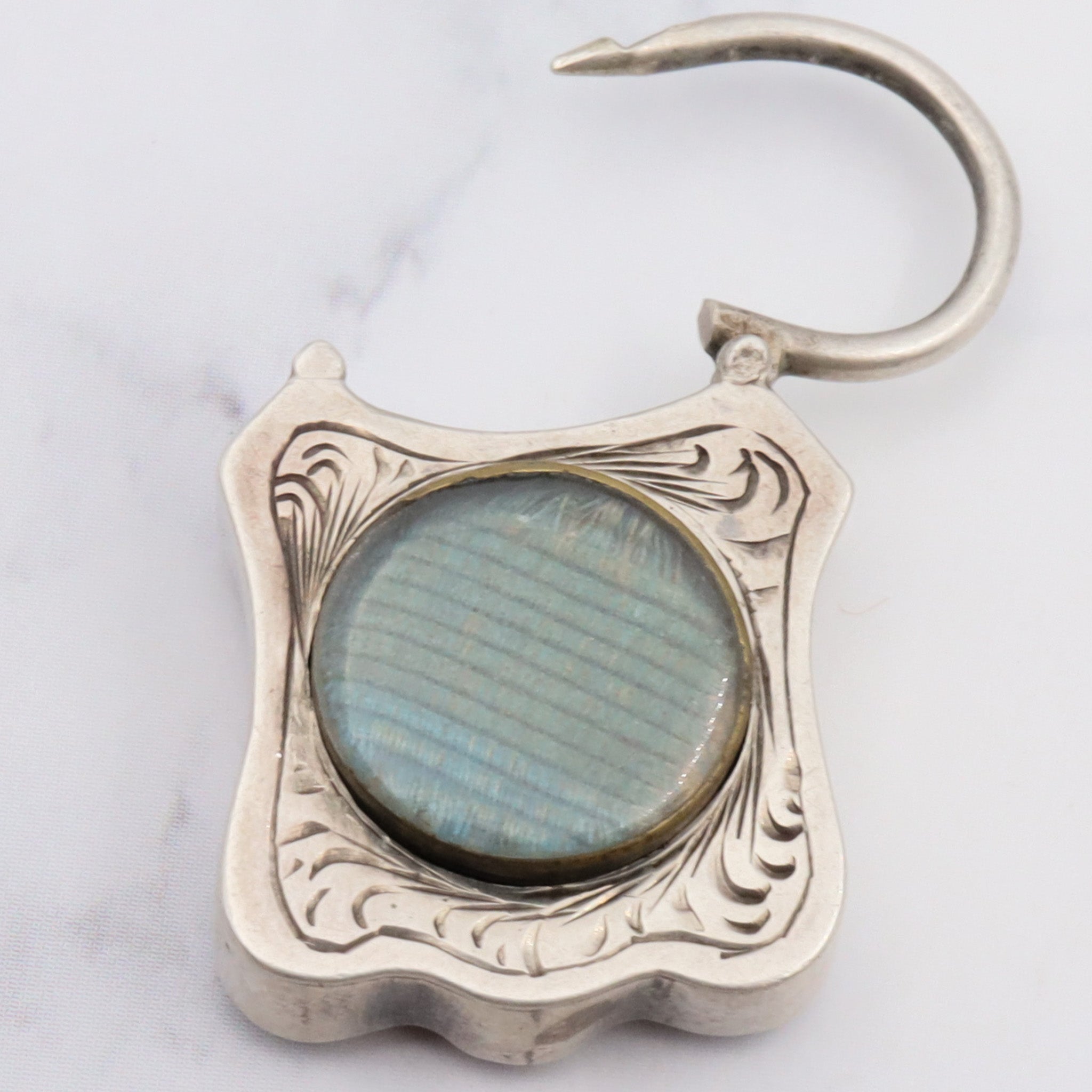 Antique victorian Scottish provincial sterling silver and agate padlock locket pendant/clasp