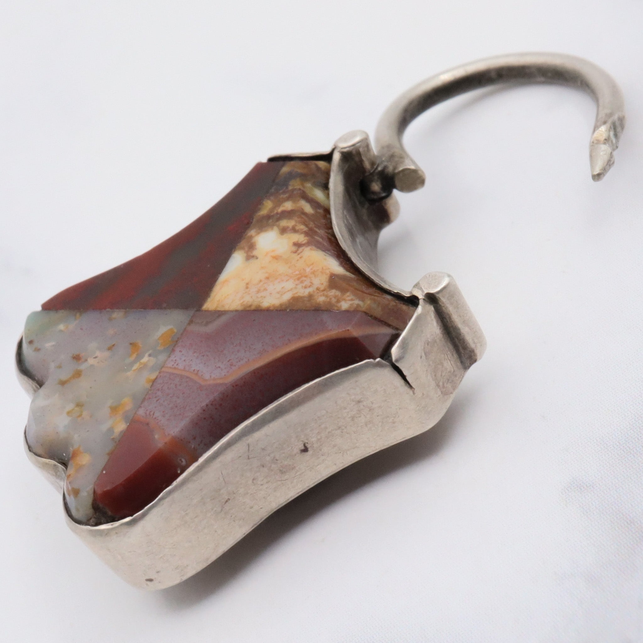 Antique victorian Scottish provincial sterling silver and agate padlock locket pendant/clasp