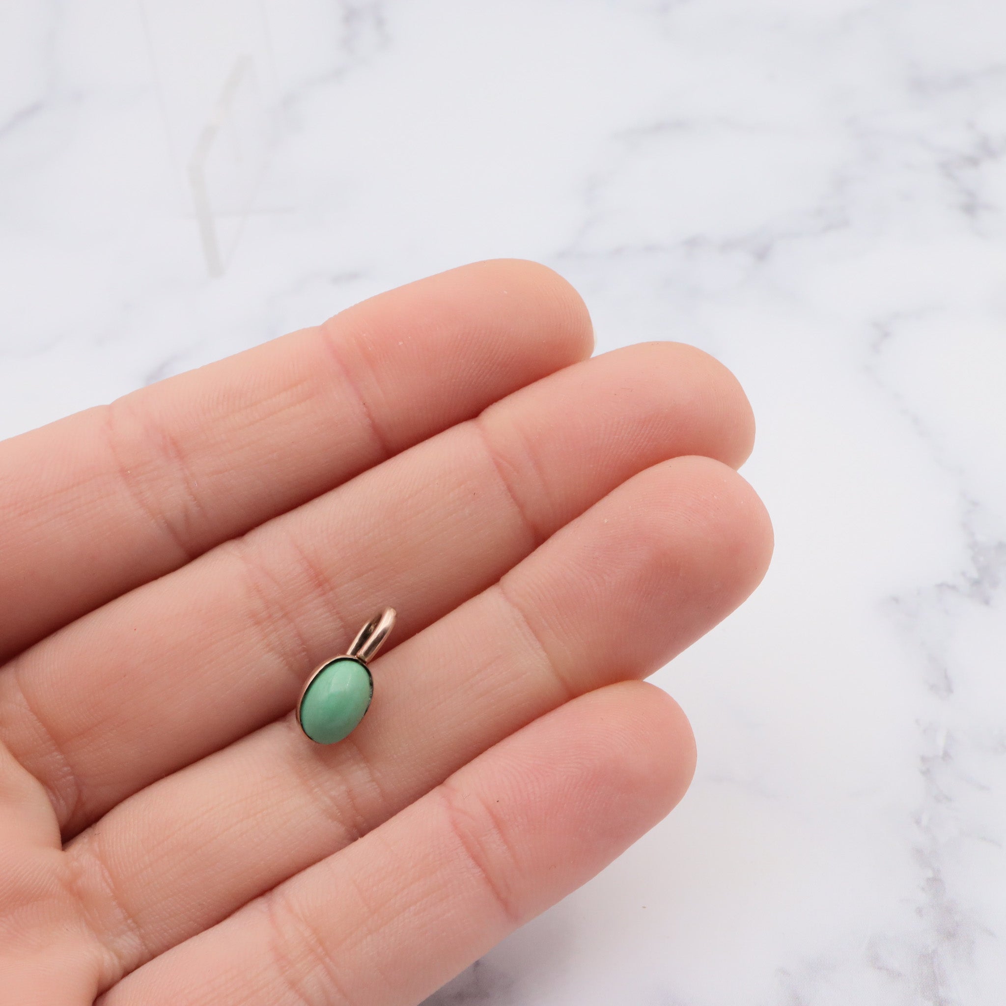 Antique Victorian 10K gold & green turquoise pendant