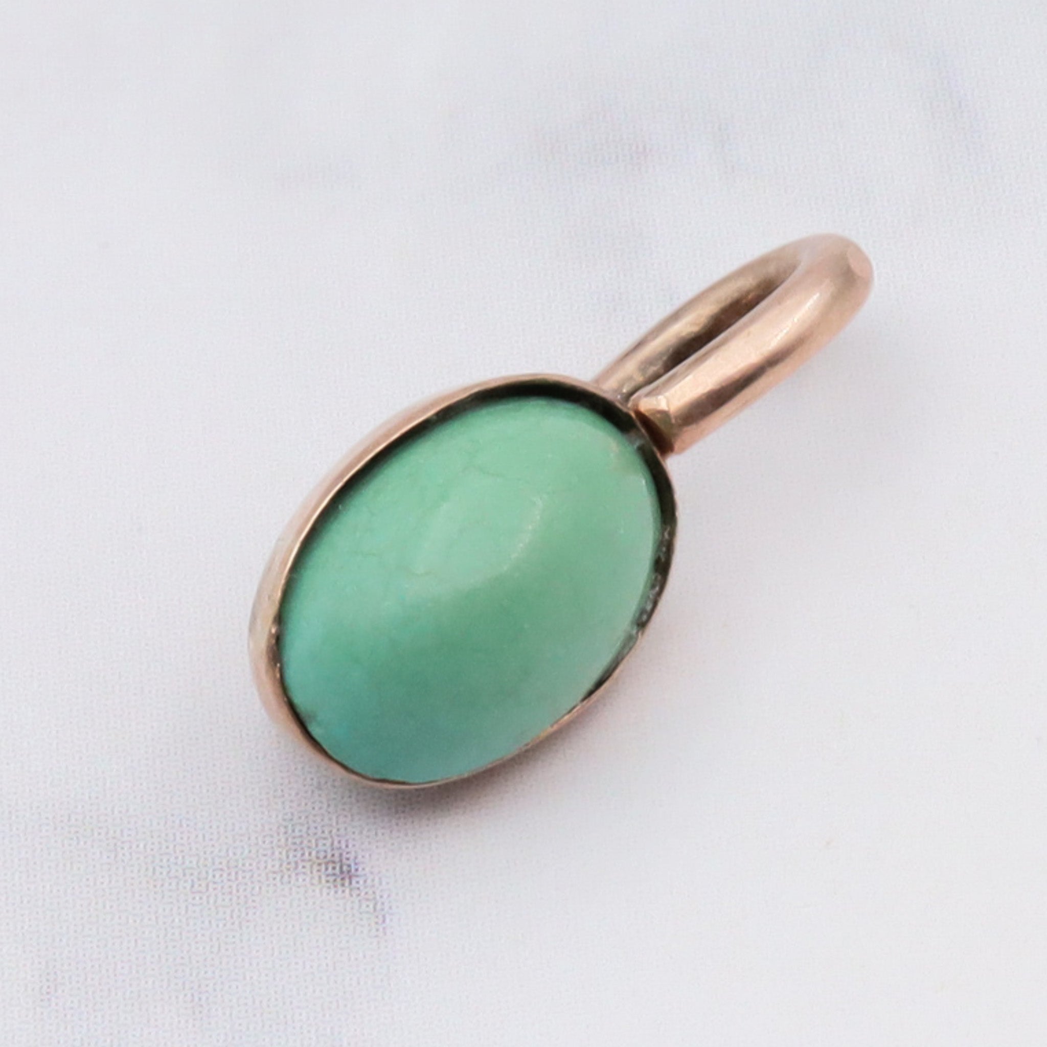 Antique Victorian 10K gold & green turquoise pendant