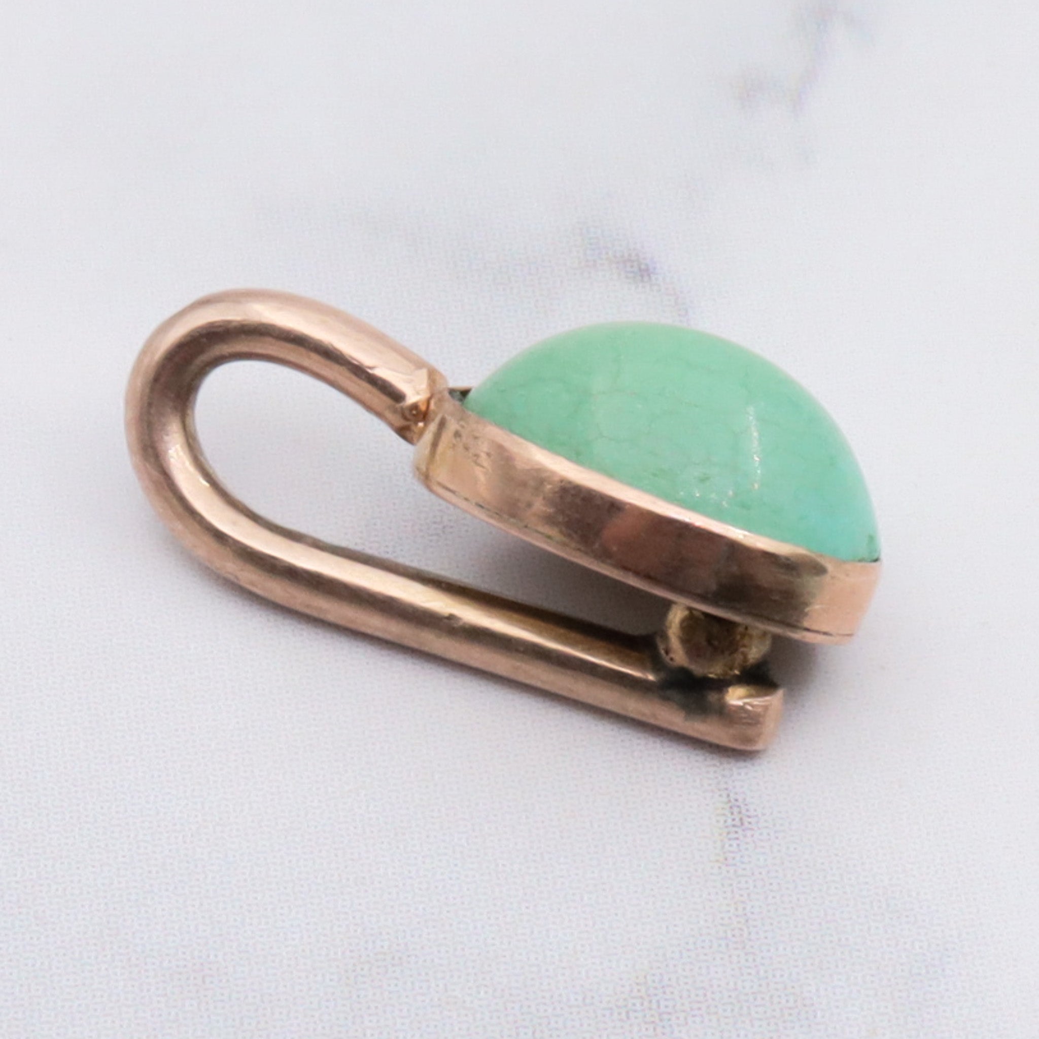 Antique Victorian 10K gold & green turquoise pendant