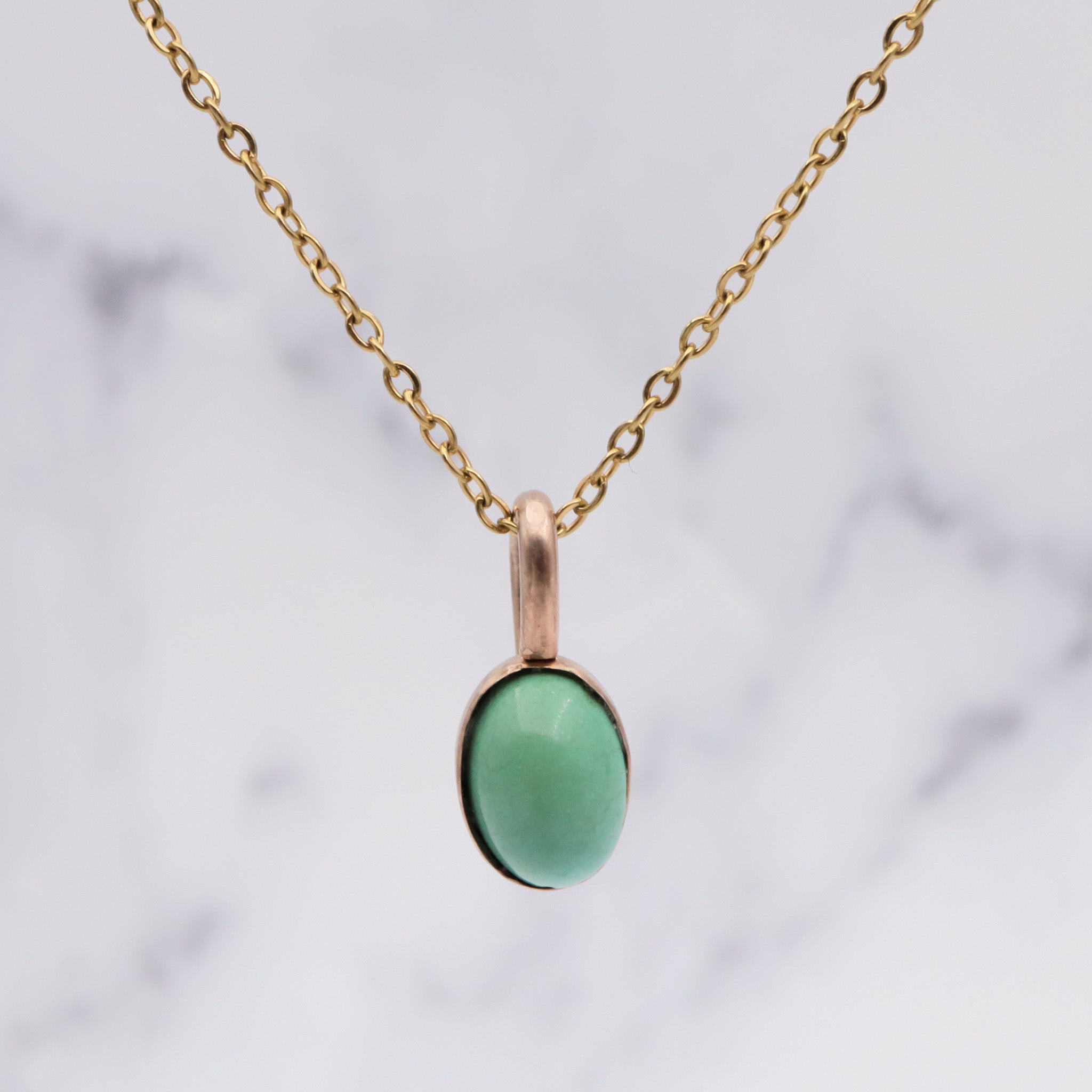 Antique Victorian 10K gold & green turquoise pendant