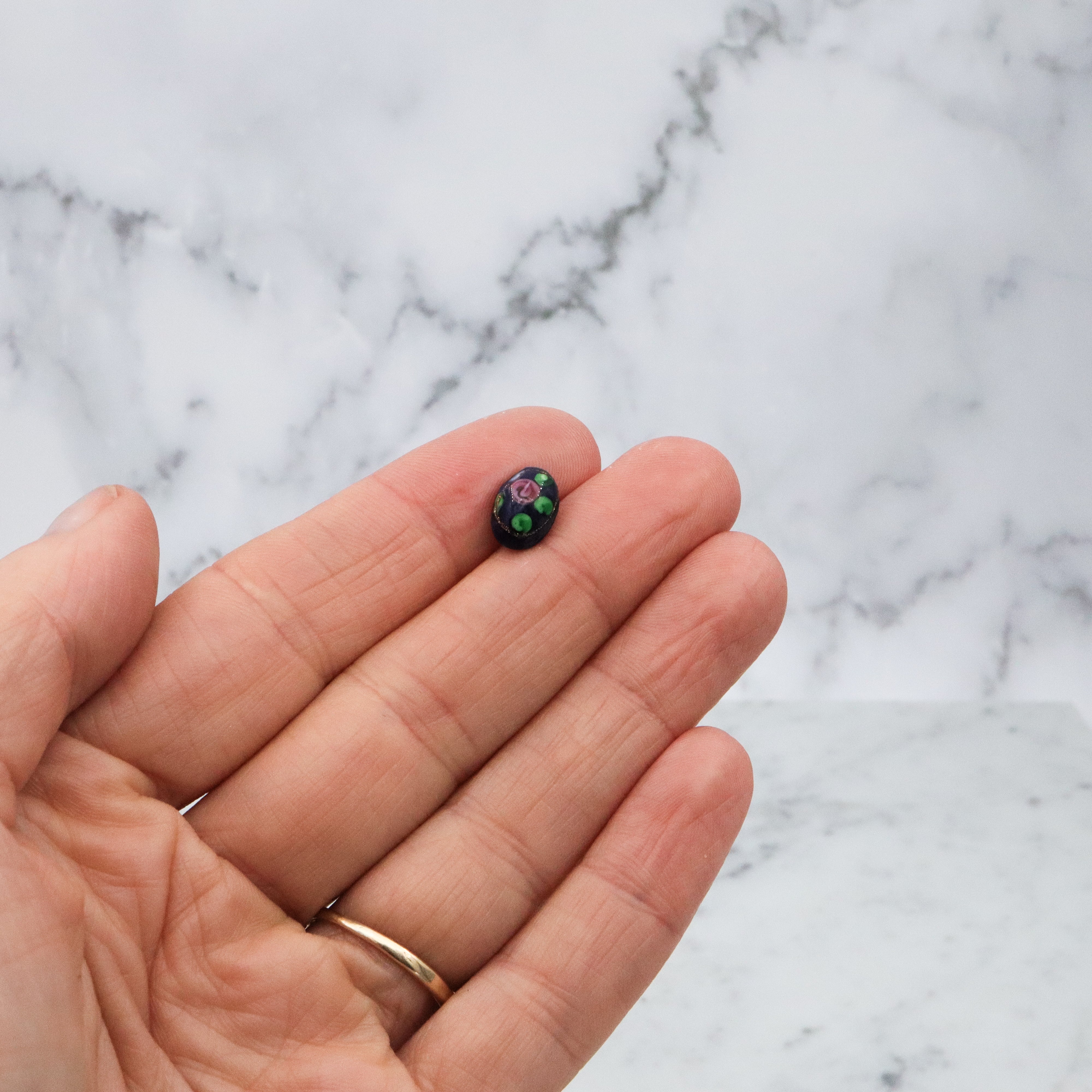 Set of 5 Antique Victorian cobalt Czech glass lampwork buttons