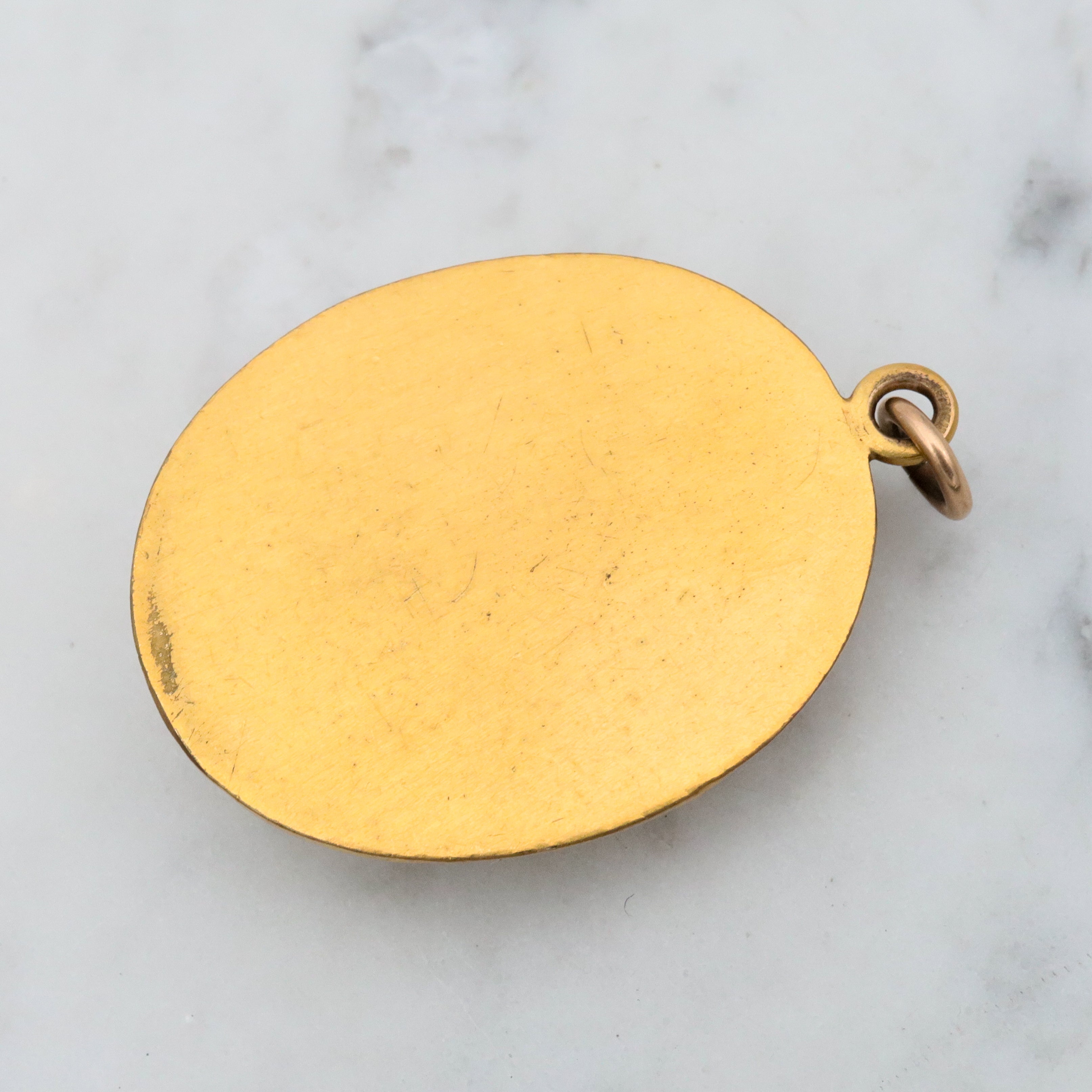 Antique Art Nouveau rolled gold turquoise art glass pendant