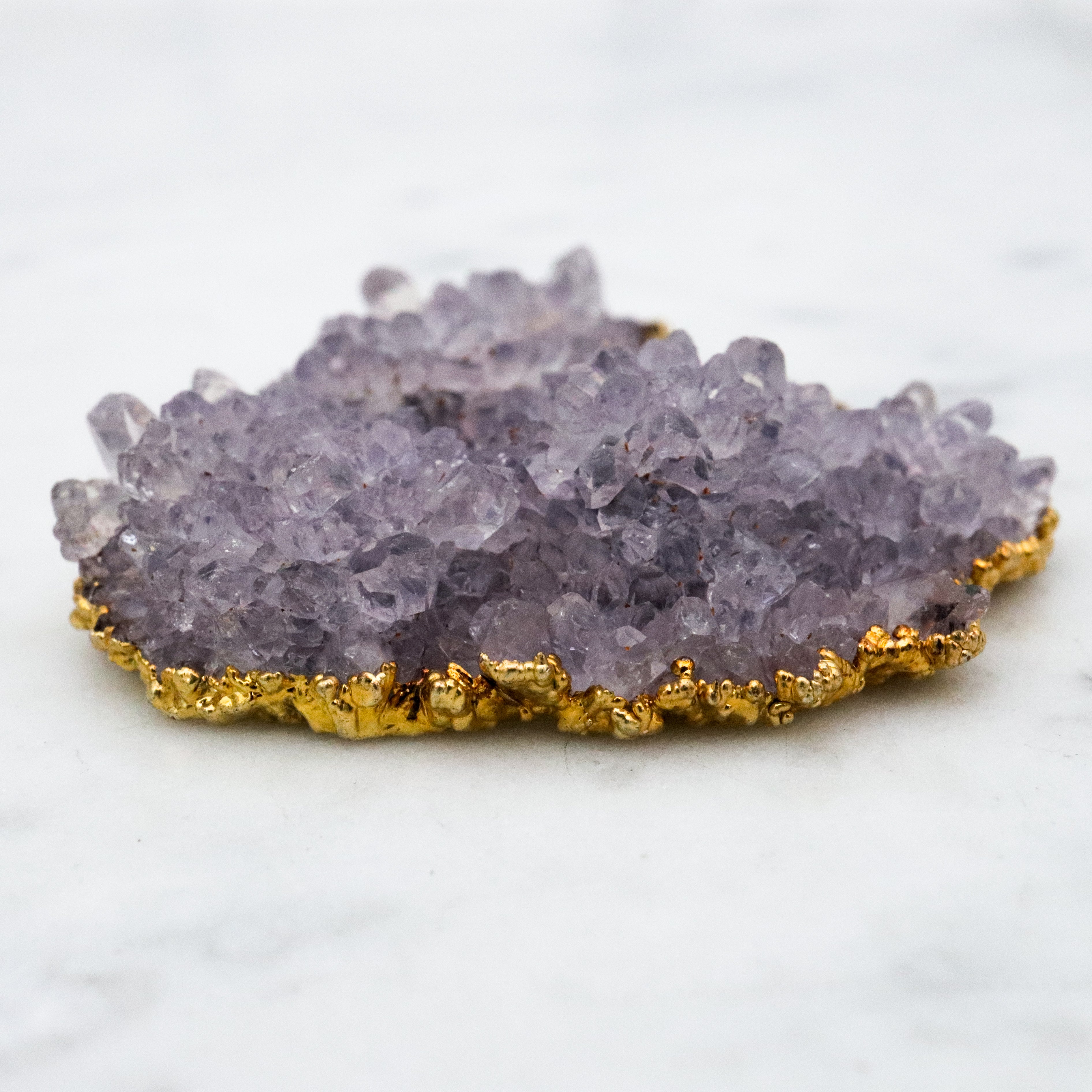 Vintage raw amethyst geode 24k gold plated pendant