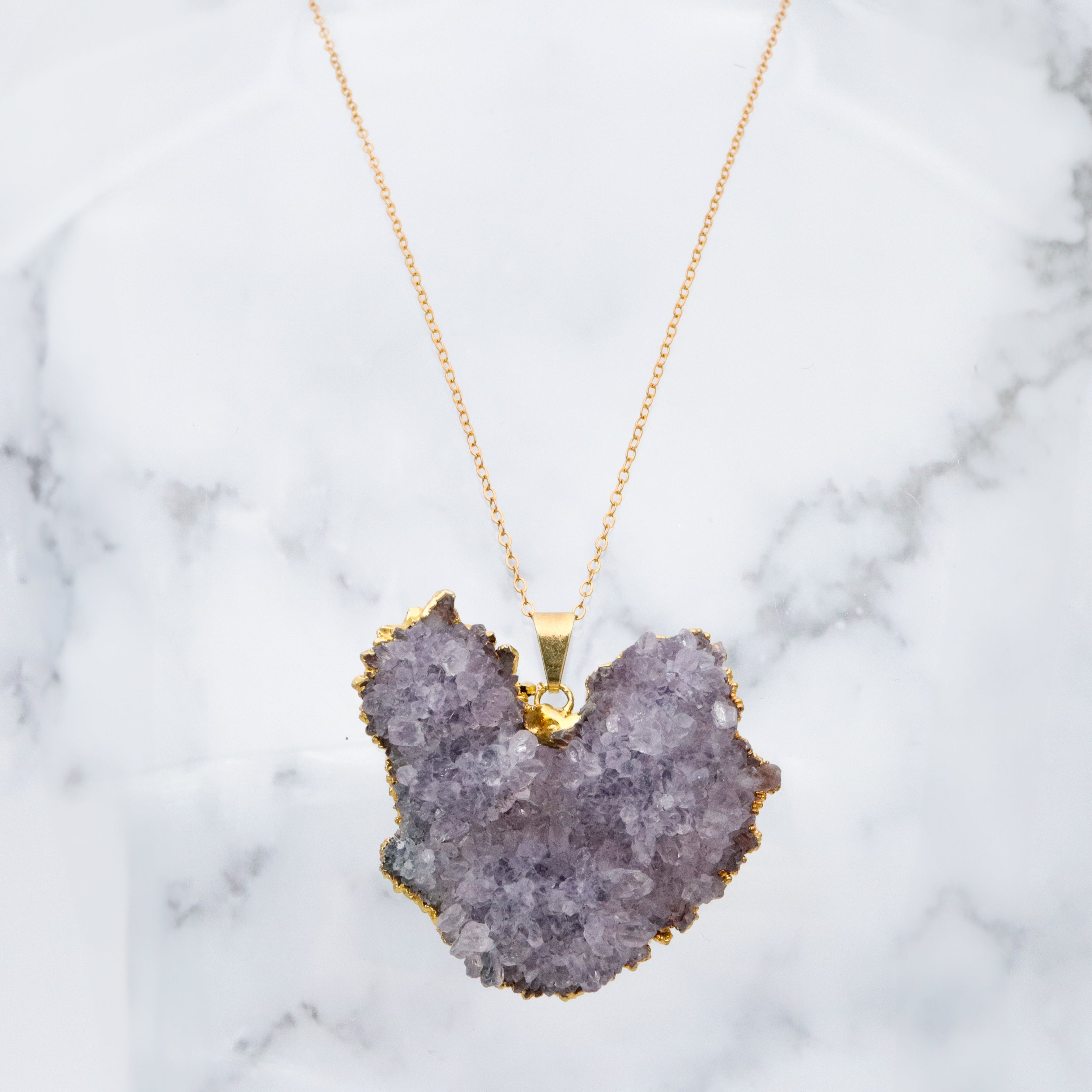 Vintage raw amethyst geode 24k gold plated pendant