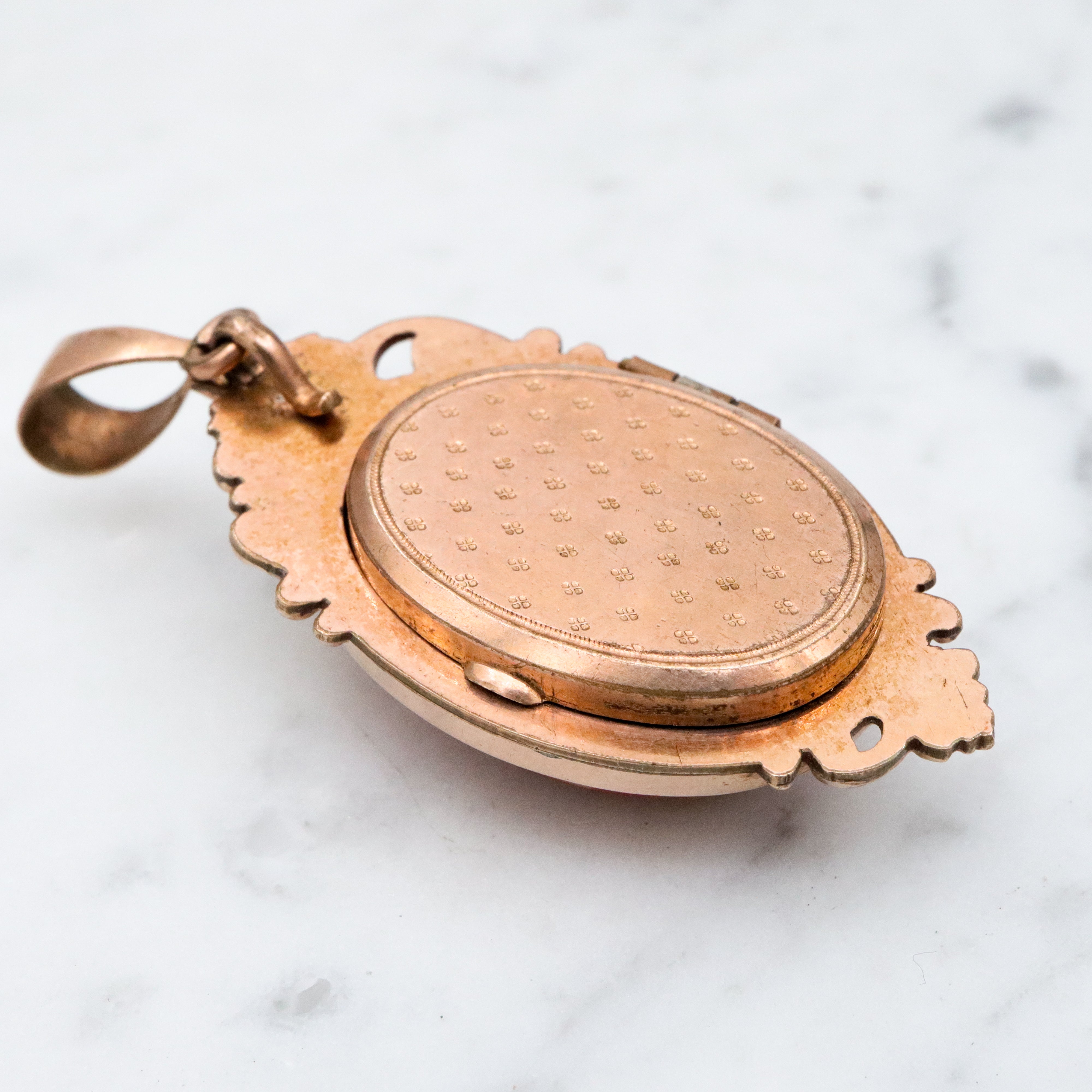 Antique Art Nouveau gold filled glass cameo locket pendant