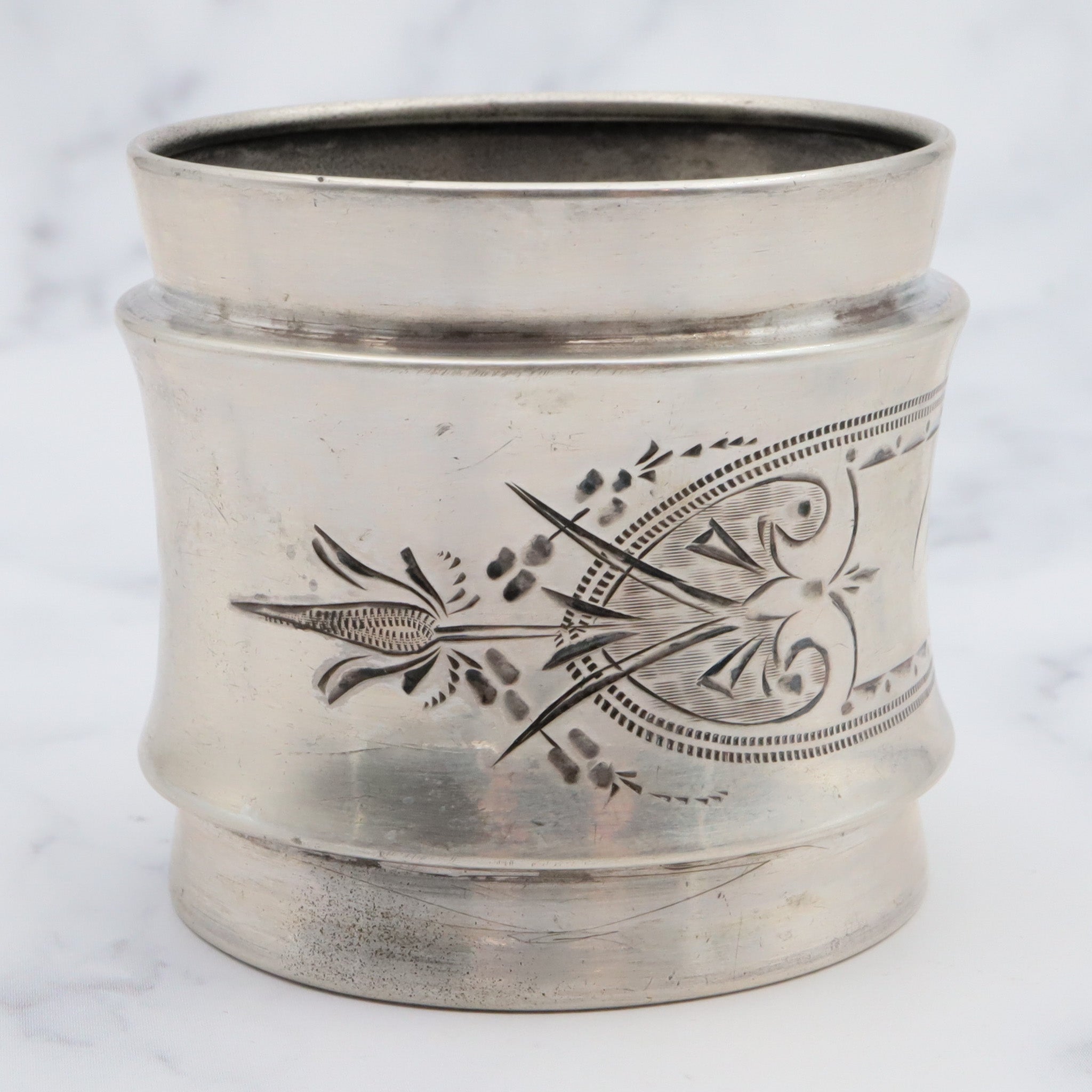 Antique Aesthetic period American coin silver napkin ring engraved "Orra"