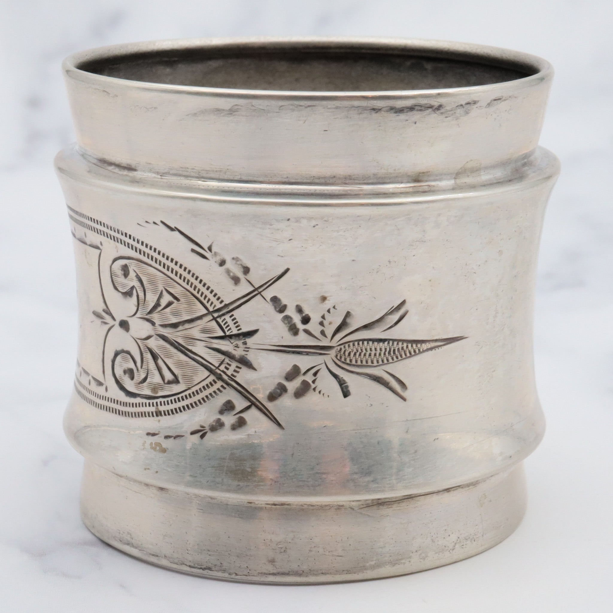 Antique Aesthetic period American coin silver napkin ring engraved "Orra"