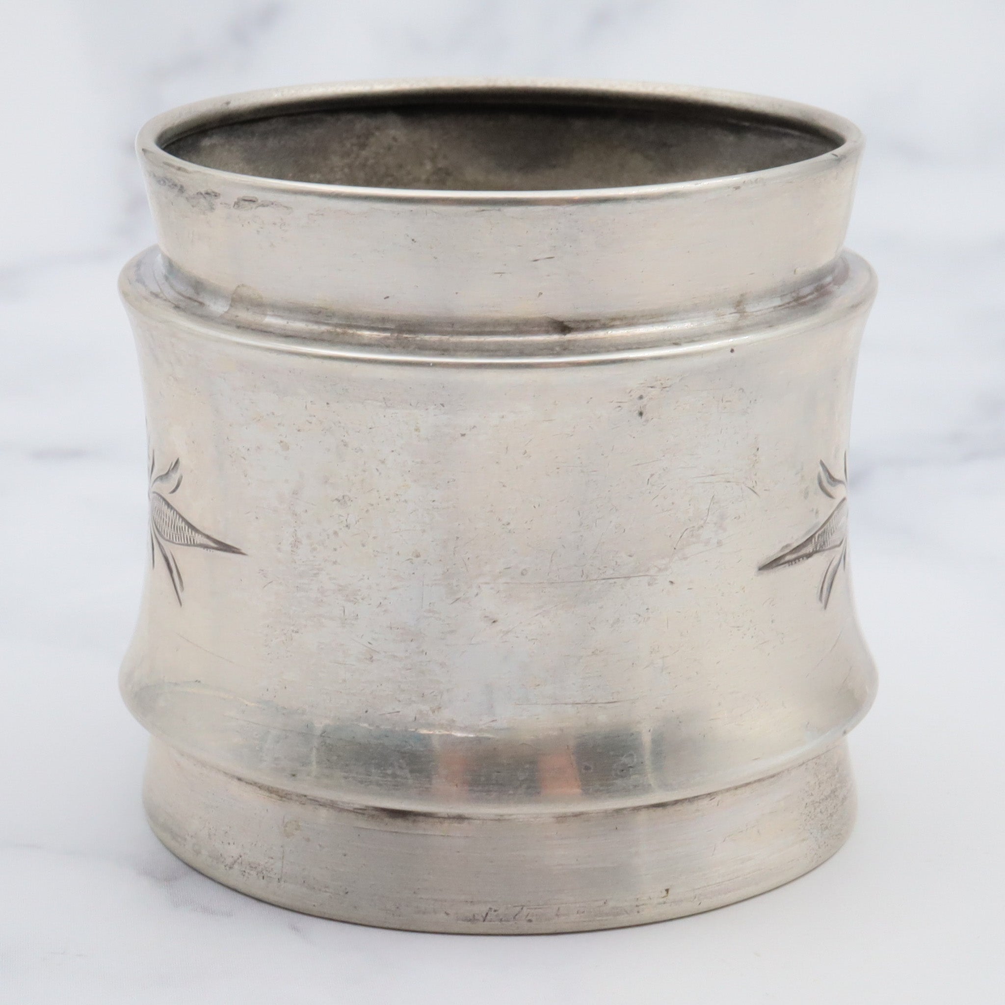 Antique Aesthetic period American coin silver napkin ring engraved 