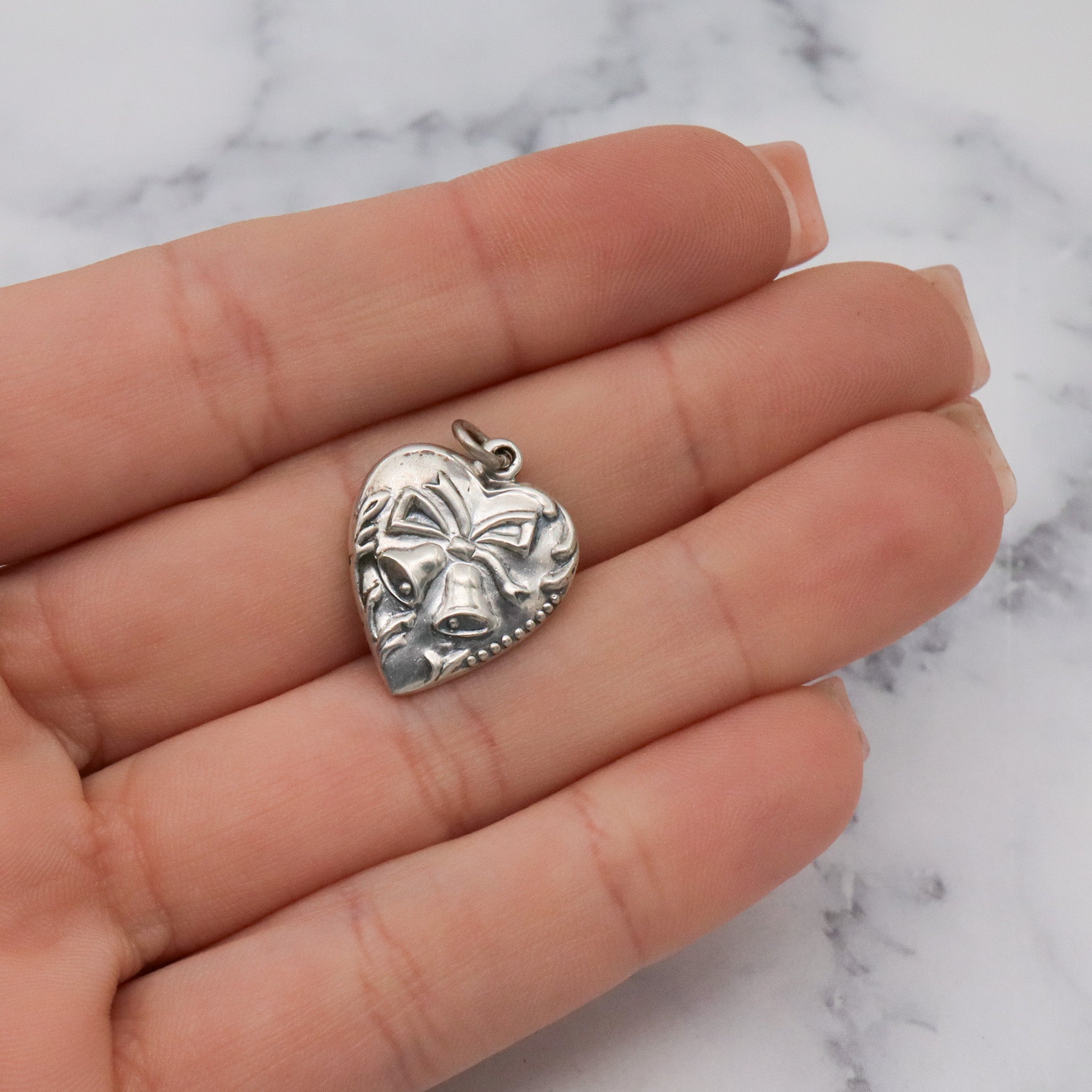 Antique Victorian sterling puffy heart charm pendant