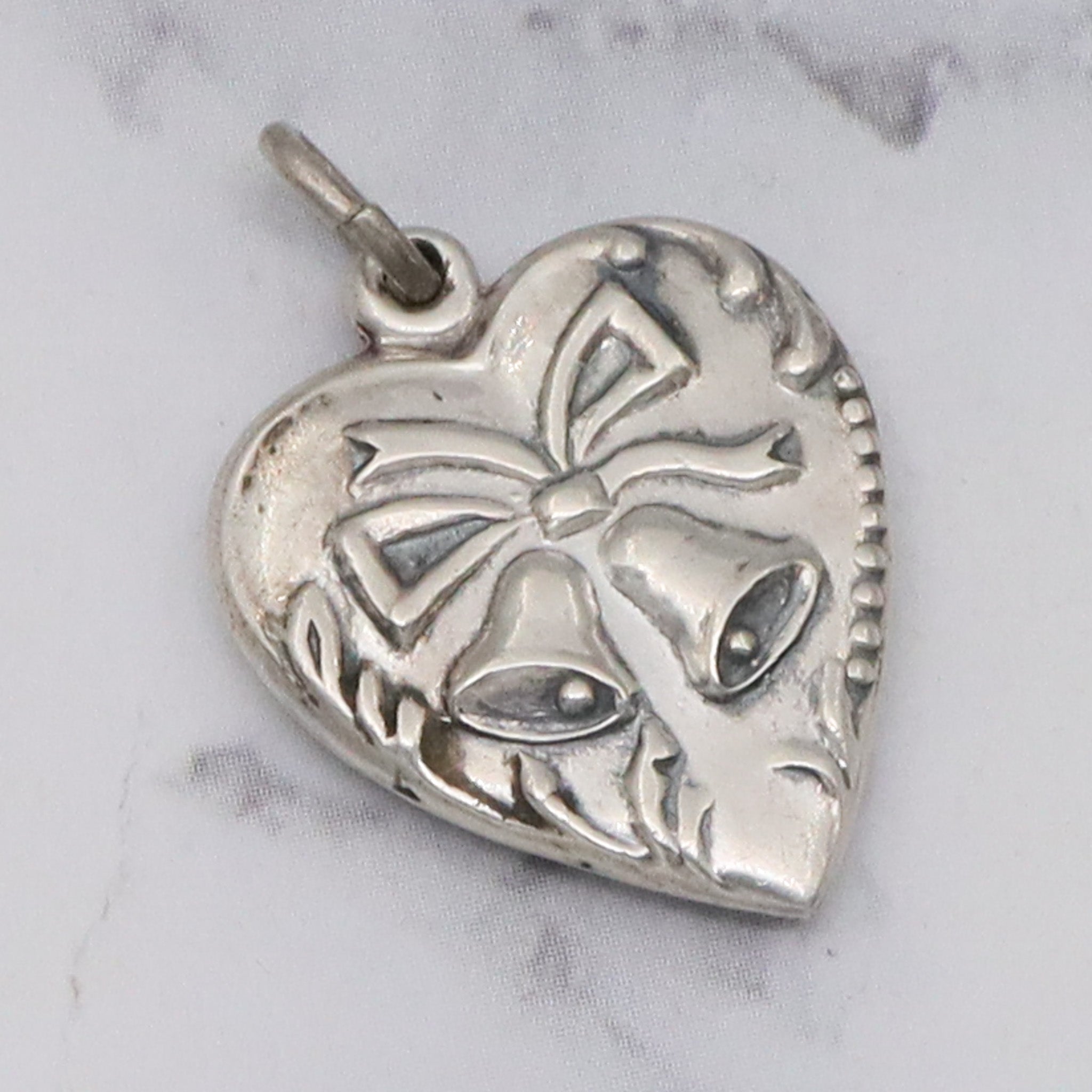 Antique Victorian sterling puffy heart charm pendant