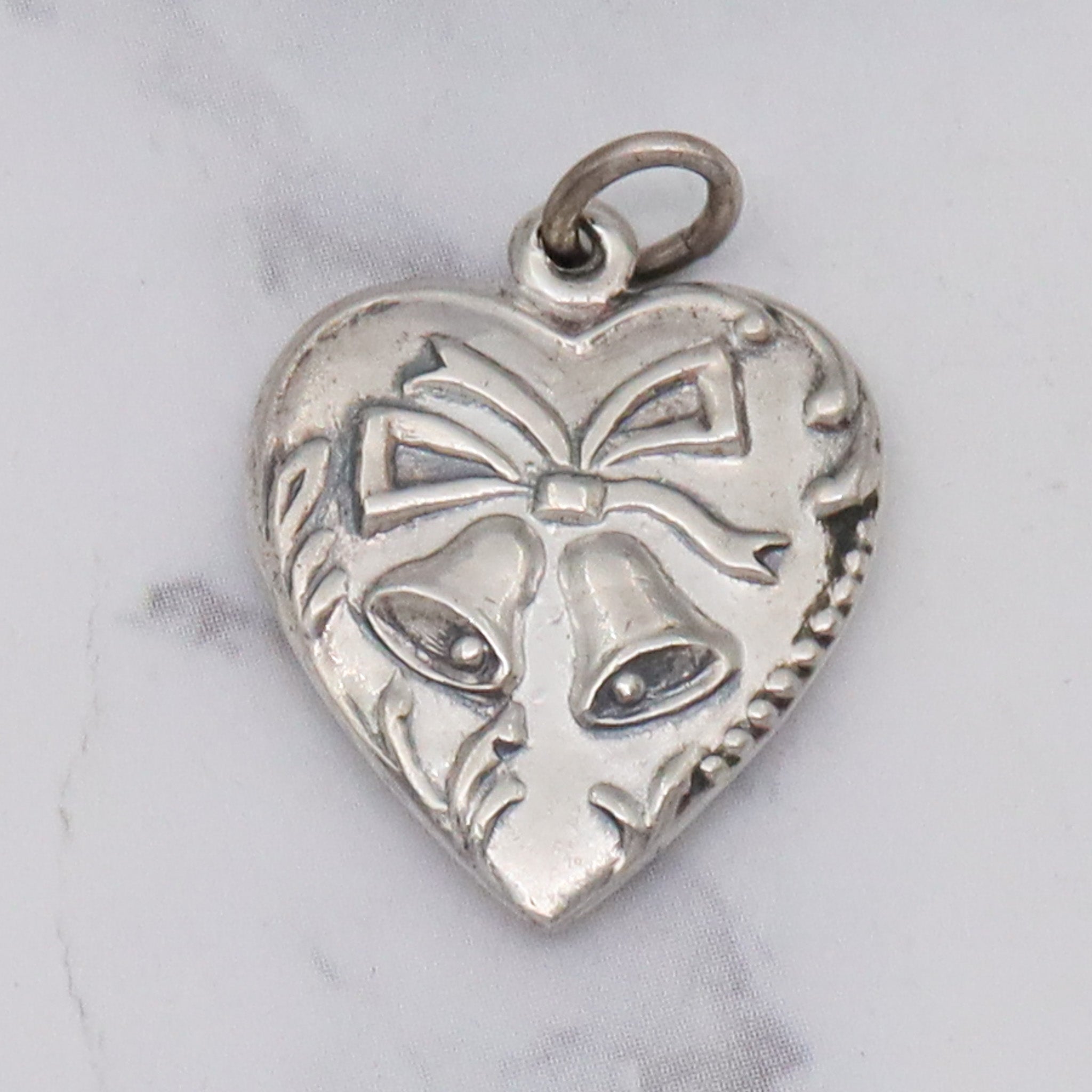 Antique Victorian sterling puffy heart charm pendant