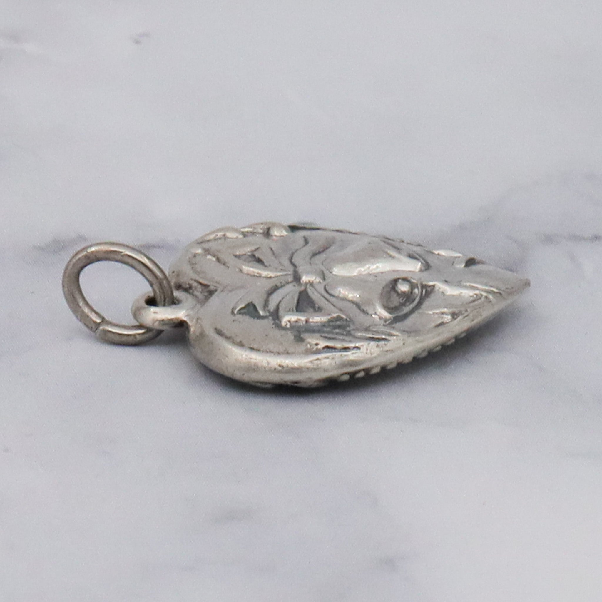 Antique Victorian sterling puffy heart charm pendant