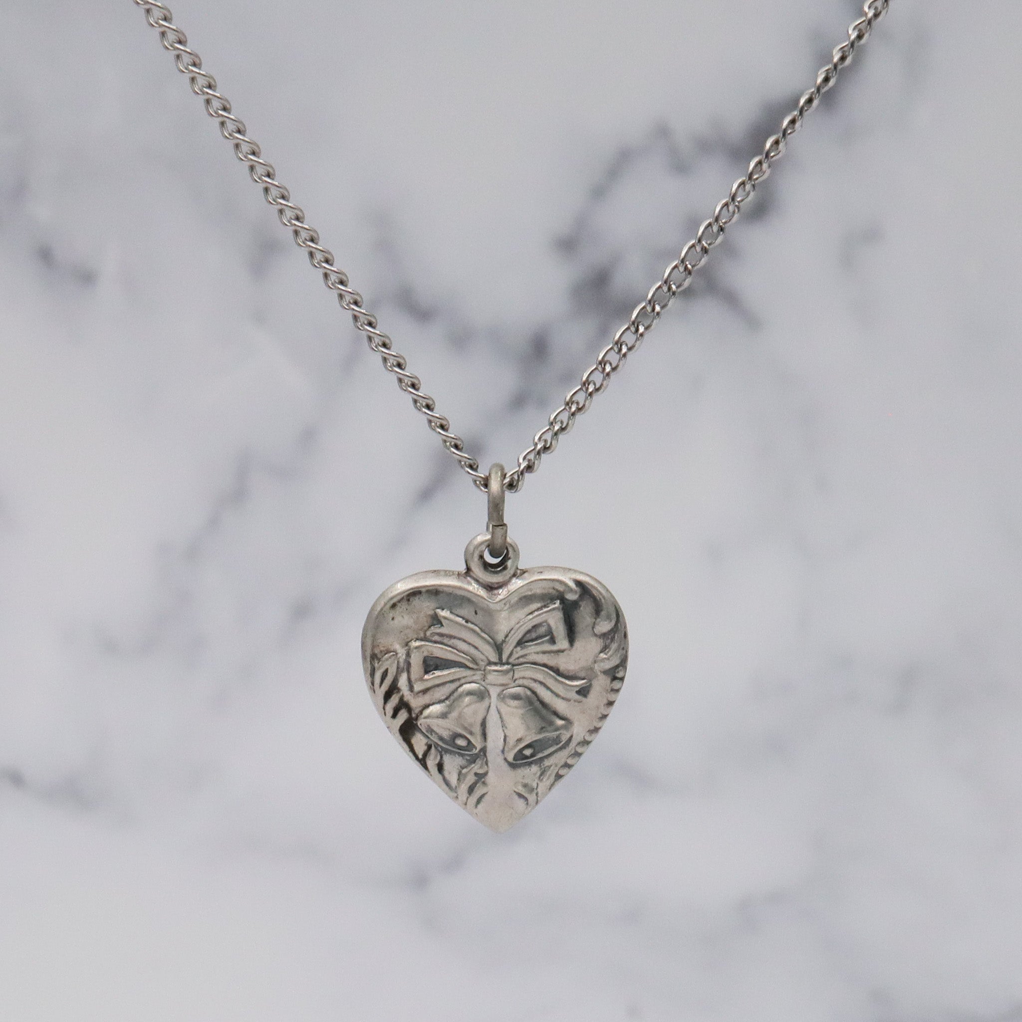 Antique Victorian sterling puffy heart charm pendant
