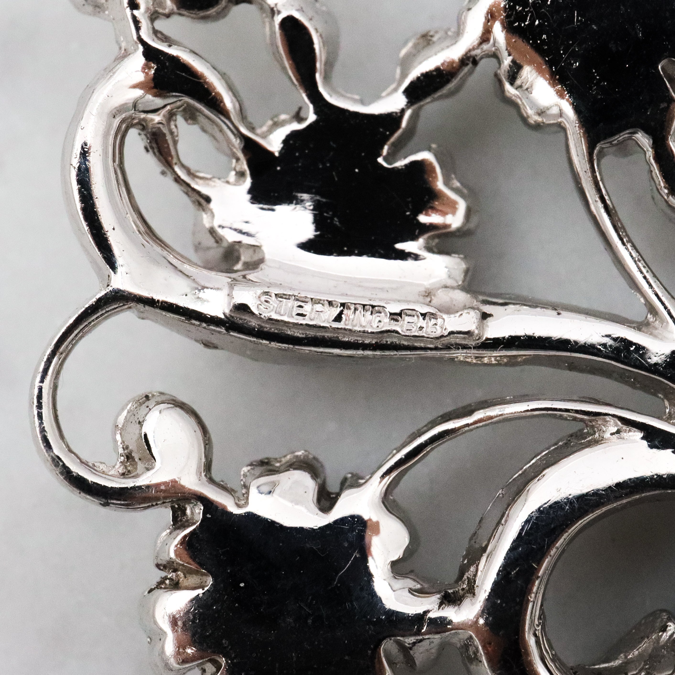 Antique Art Deco sterling marcasite flower brooch w/chrysoprase by Bliss Brothers