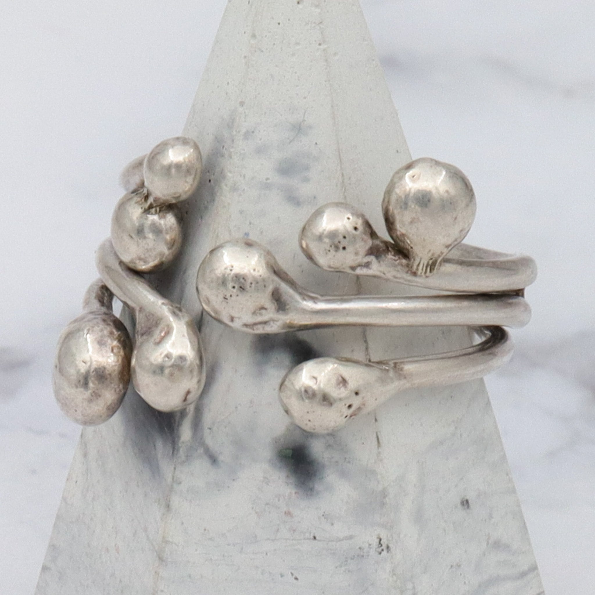 Vintage handmade organic form sterling wrap ring, sz 8