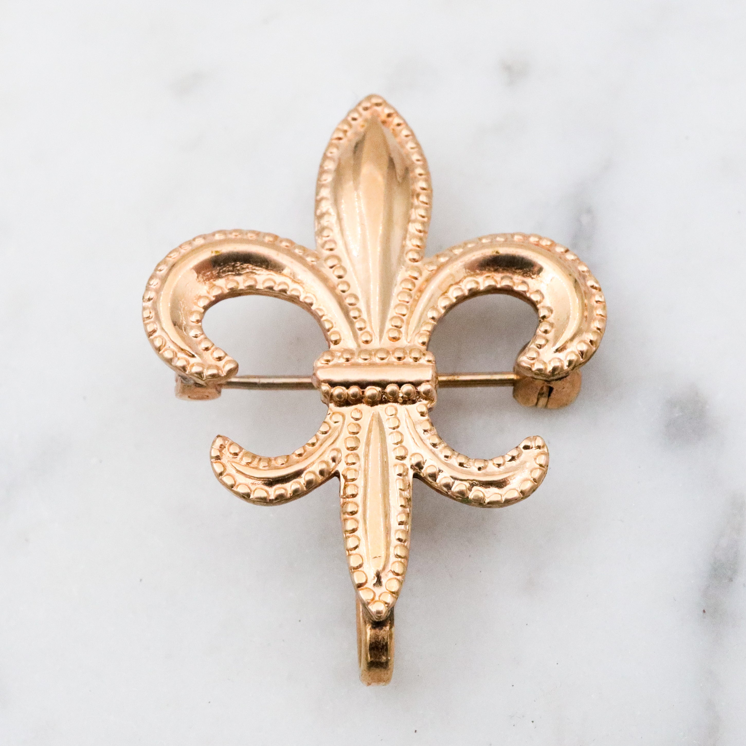 Antique Victorian gold filled fleur de lis watch clip pin