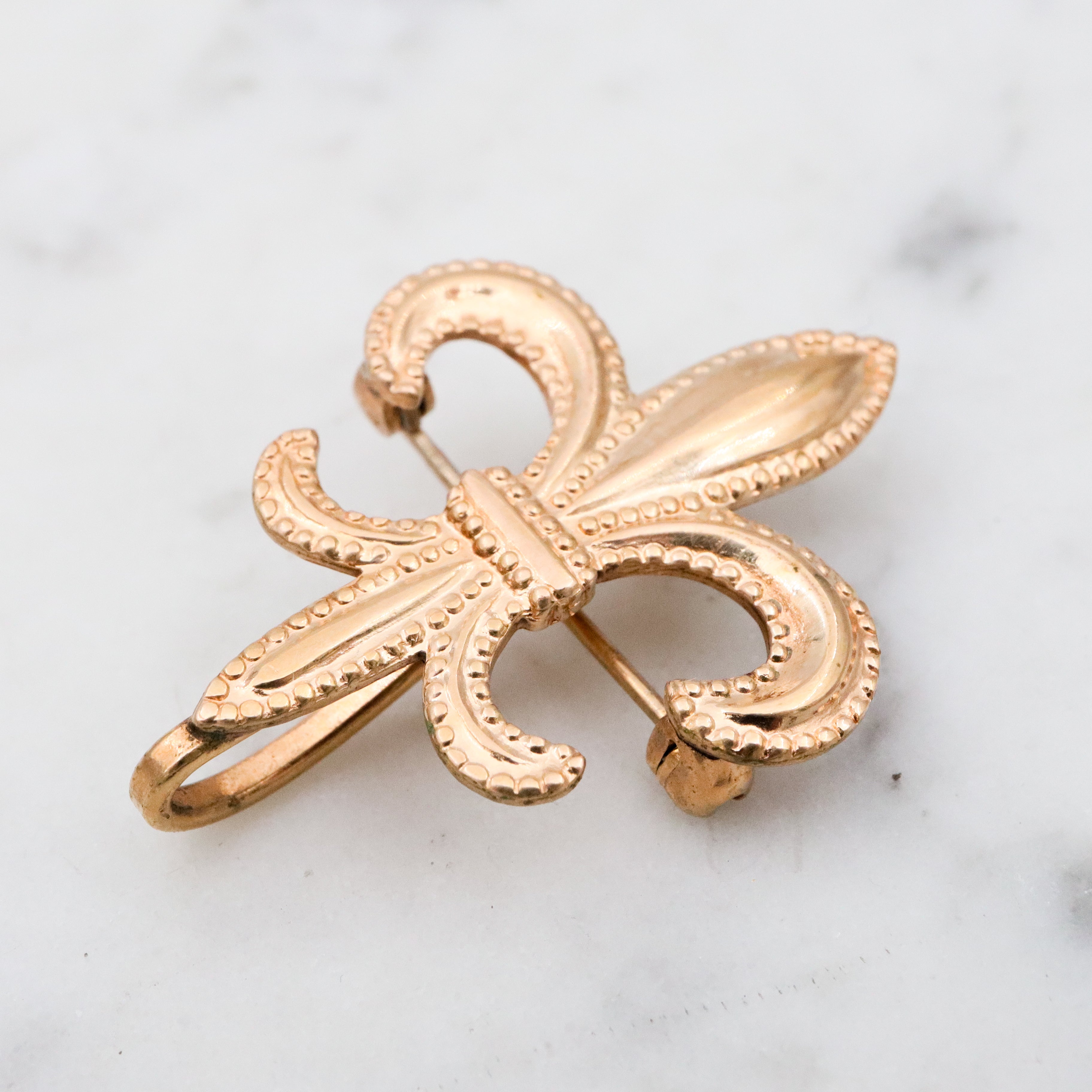 Antique Victorian gold filled fleur de lis watch clip pin