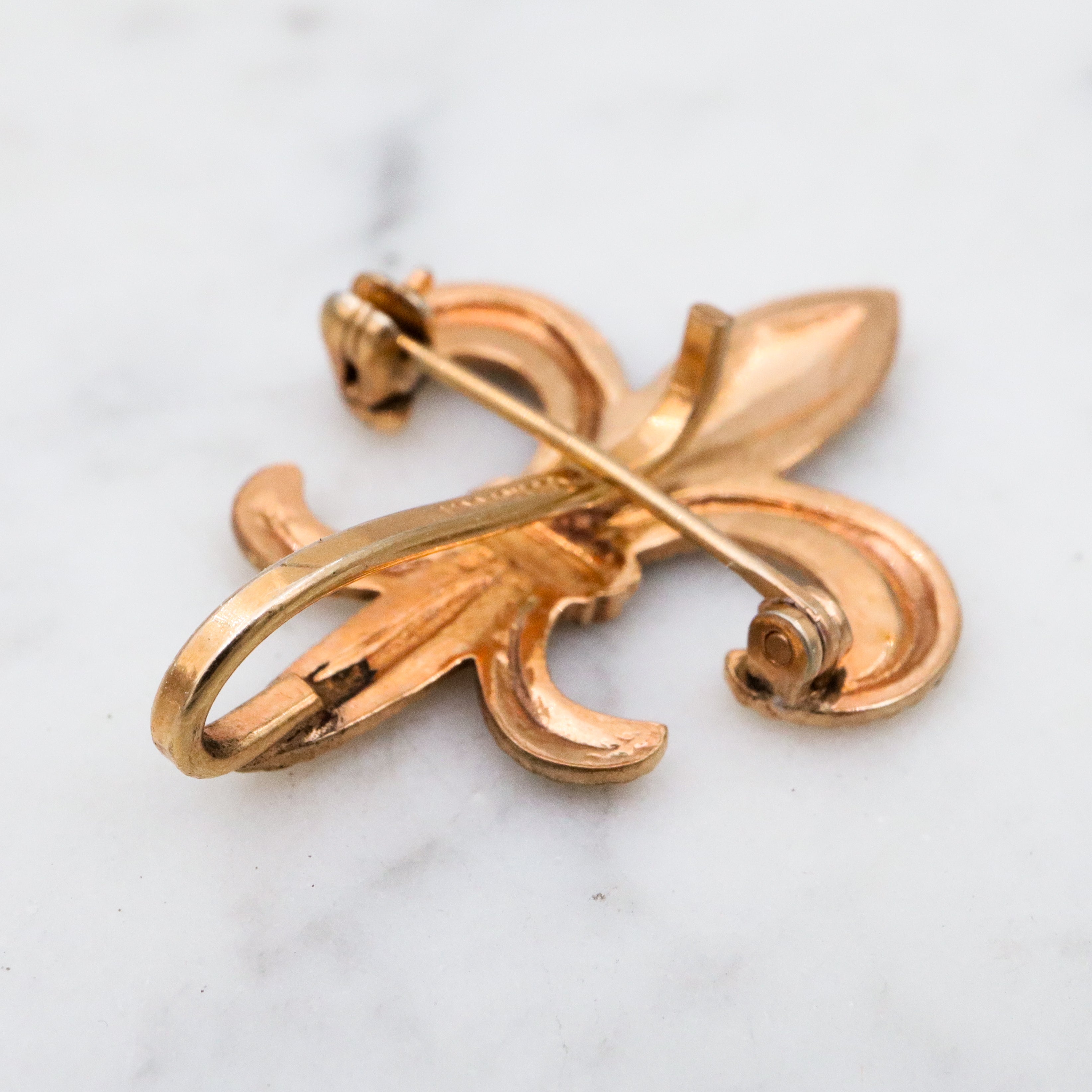Antique Victorian gold filled fleur de lis watch clip pin