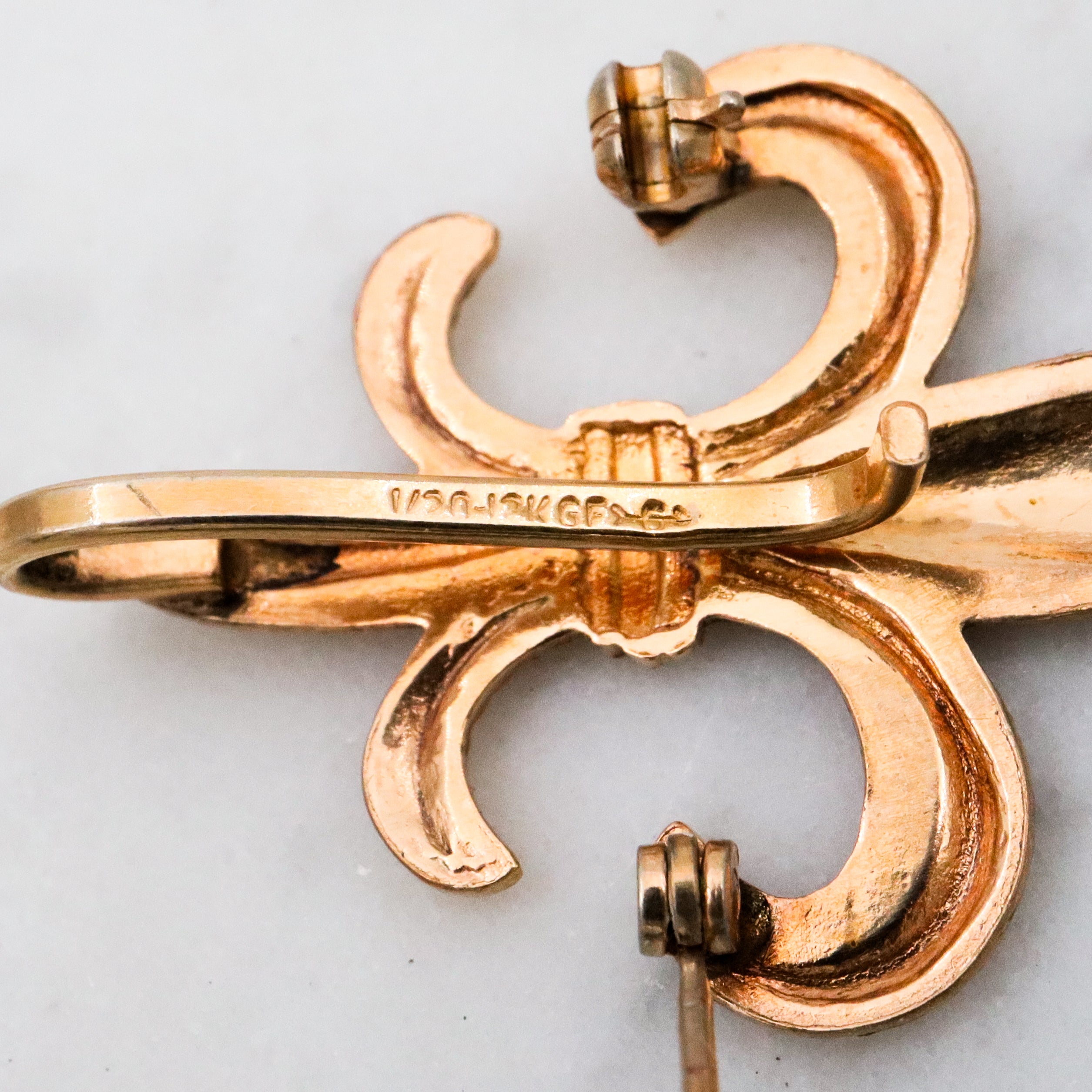 Antique Victorian gold filled fleur de lis watch clip pin