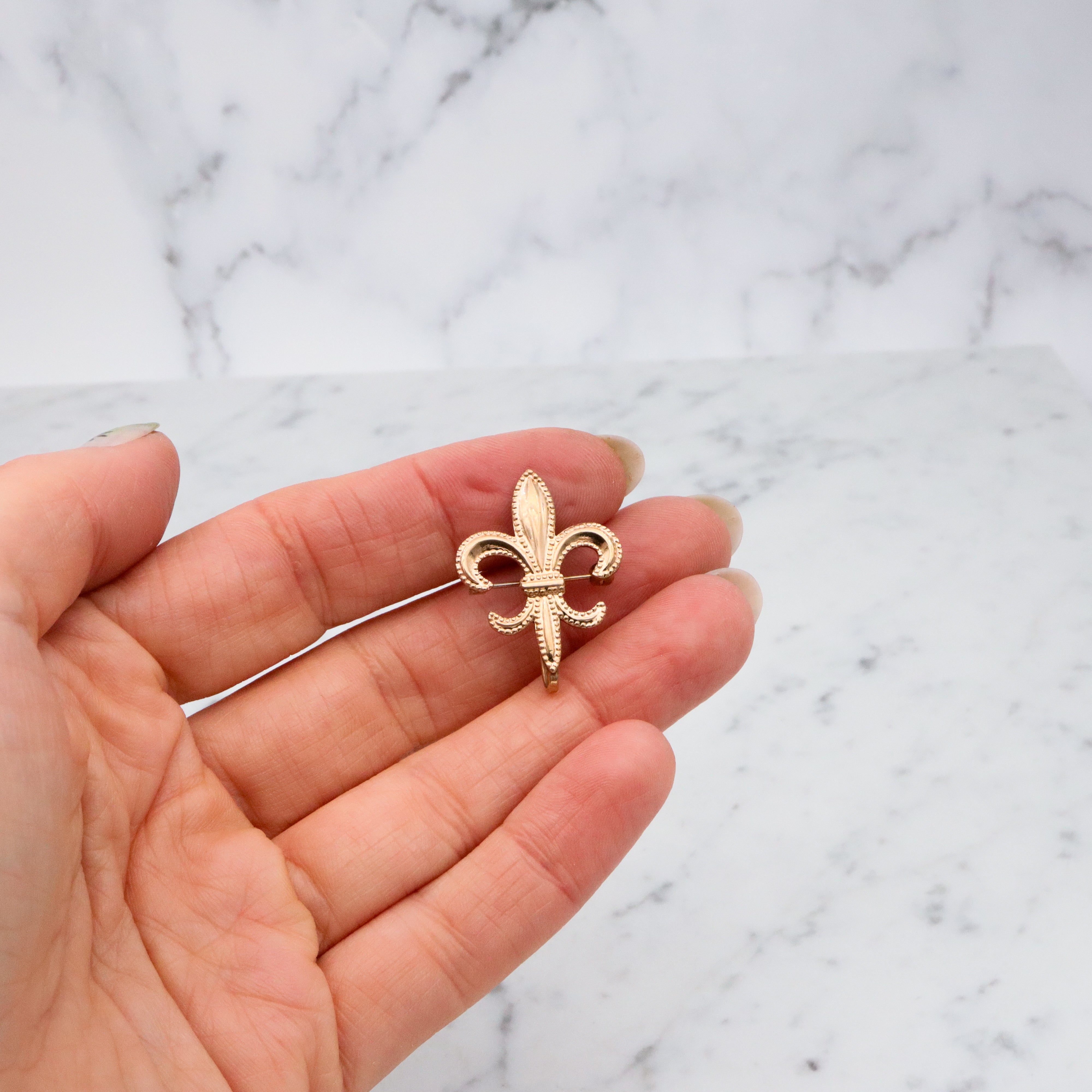 Antique Victorian gold filled fleur de lis watch clip pin