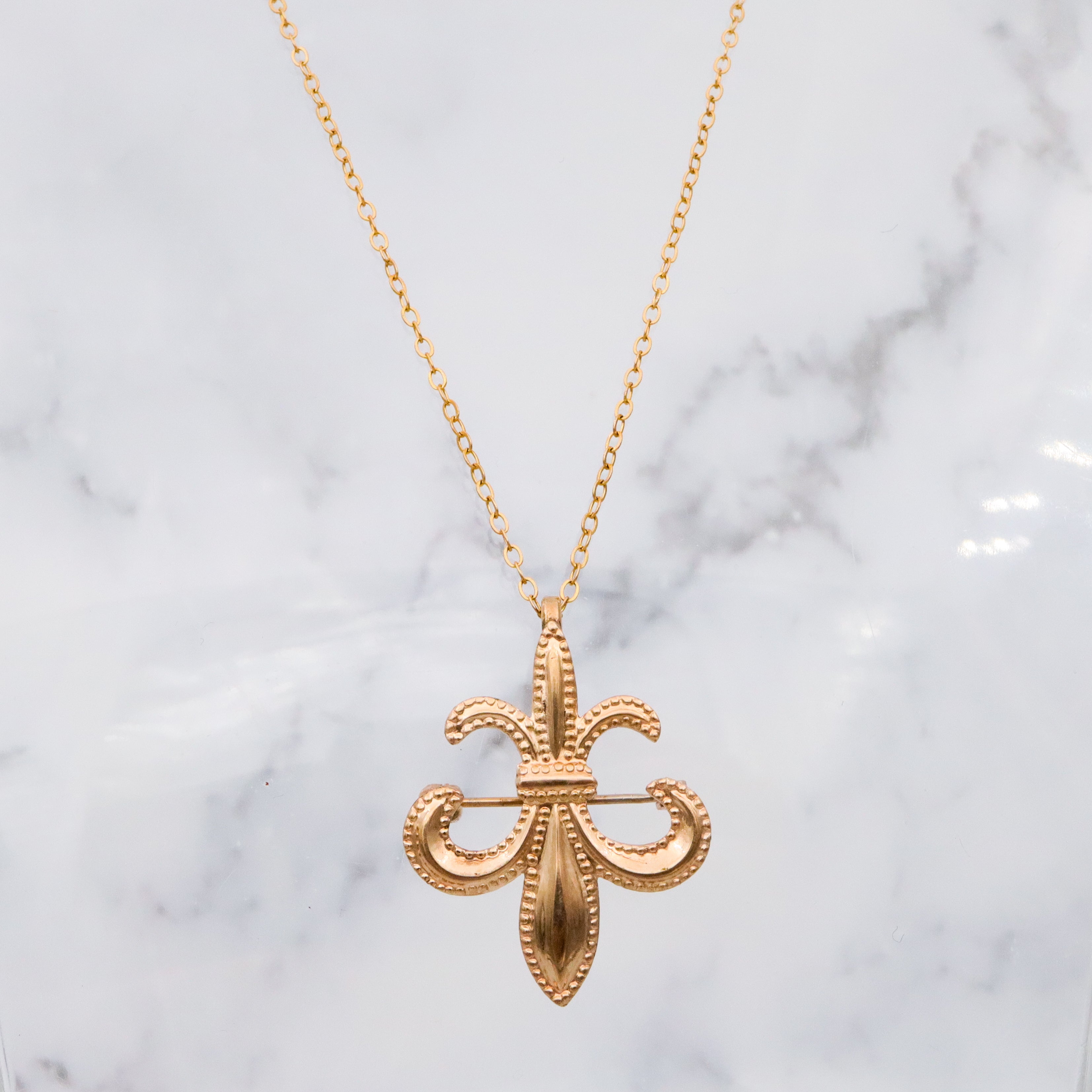 Antique Victorian gold filled fleur de lis watch clip pin