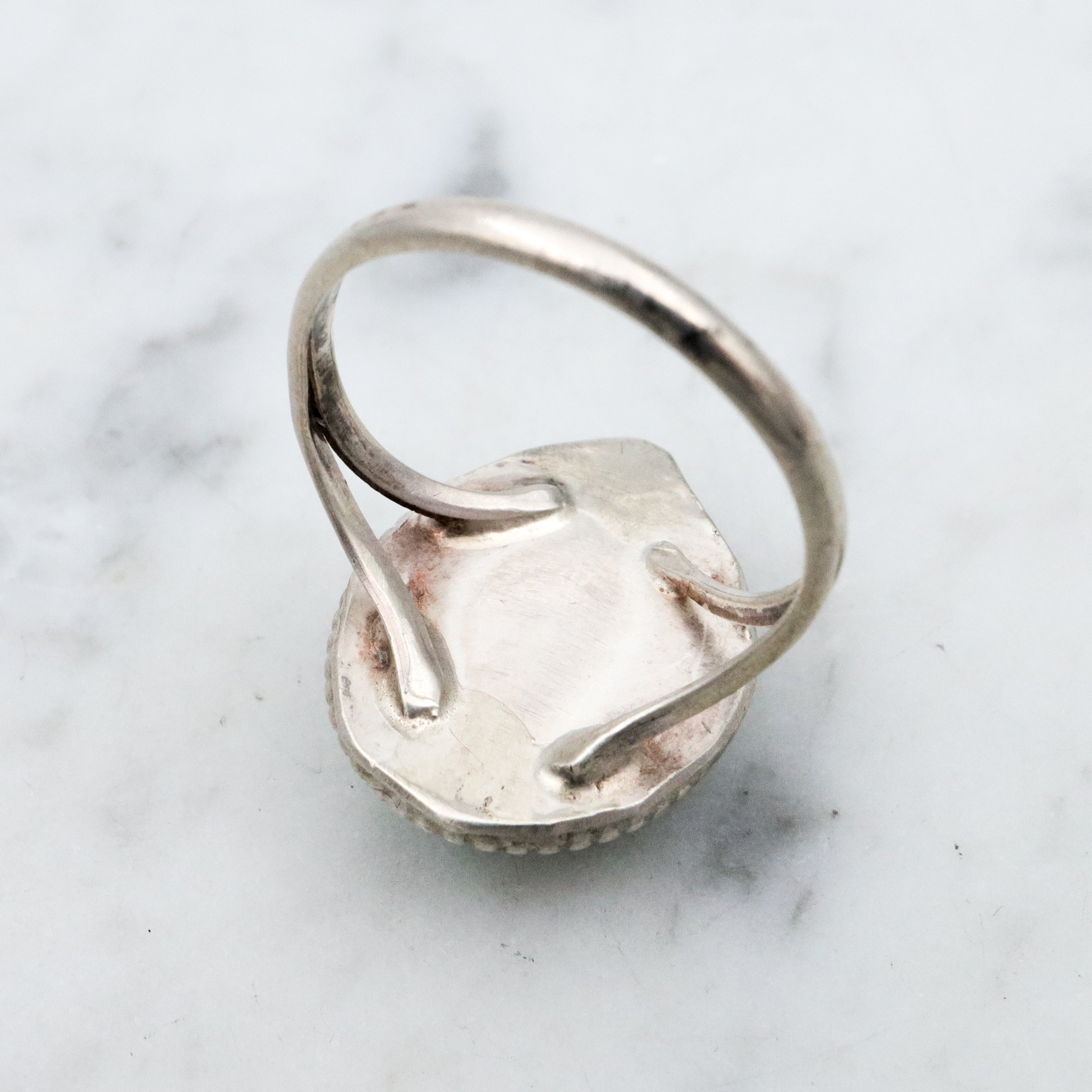 Vintage Native American sterling green turquoise ring, size 6 1/4