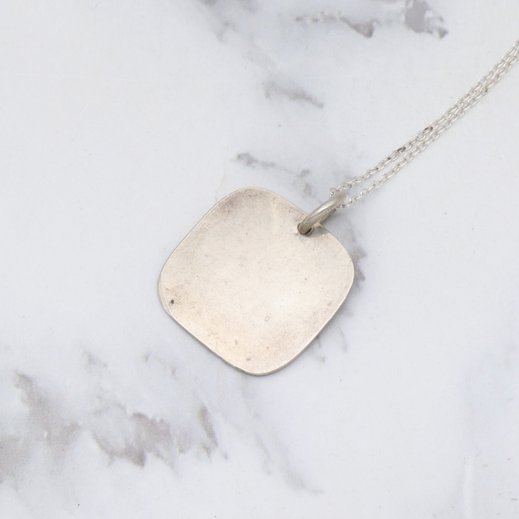 Vintage handmade 90’s sterling enamel tile pendant necklace