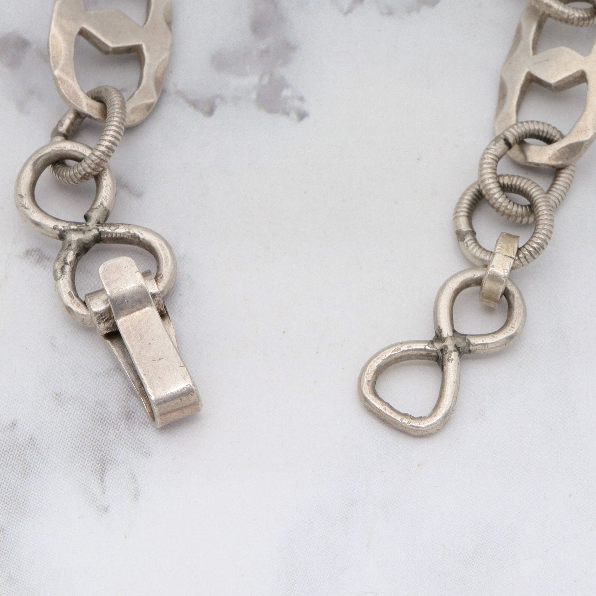 Antique handmade European sterling silver link bracelet