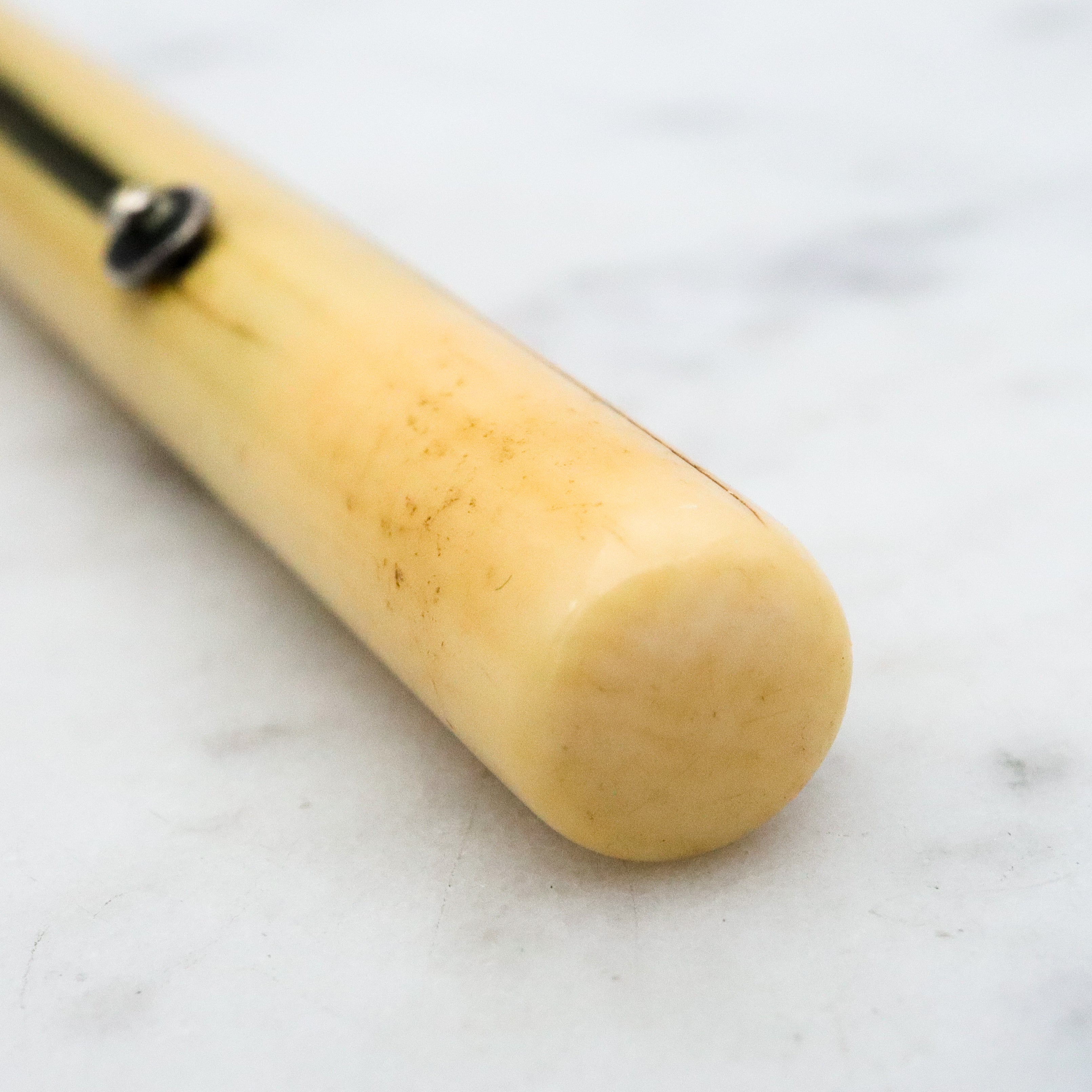 Rare Antique Victorian Sampson Mordan & Co. sterling & bone propelling pencil with ruler