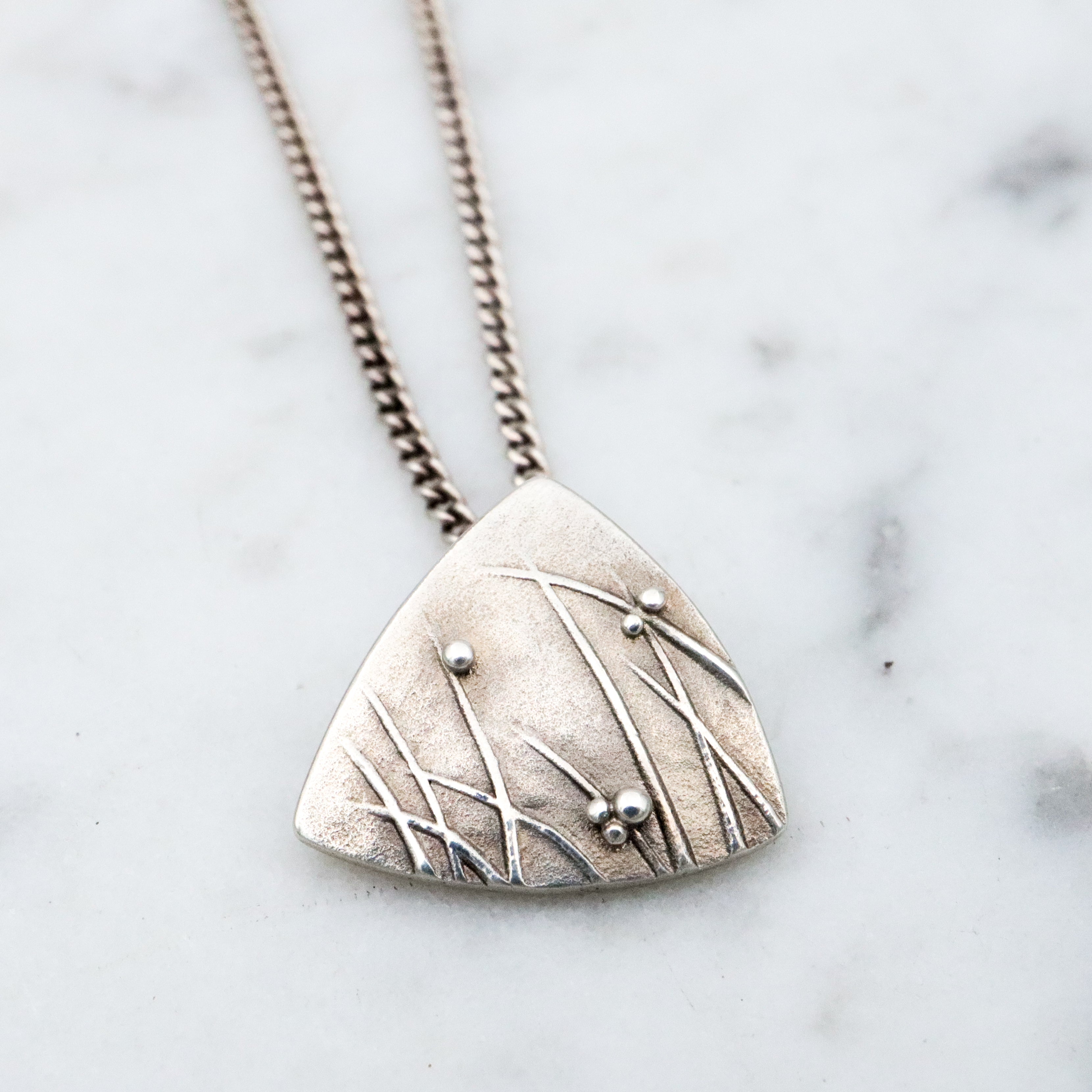 Modern naturalist handmade sterling pendant necklace