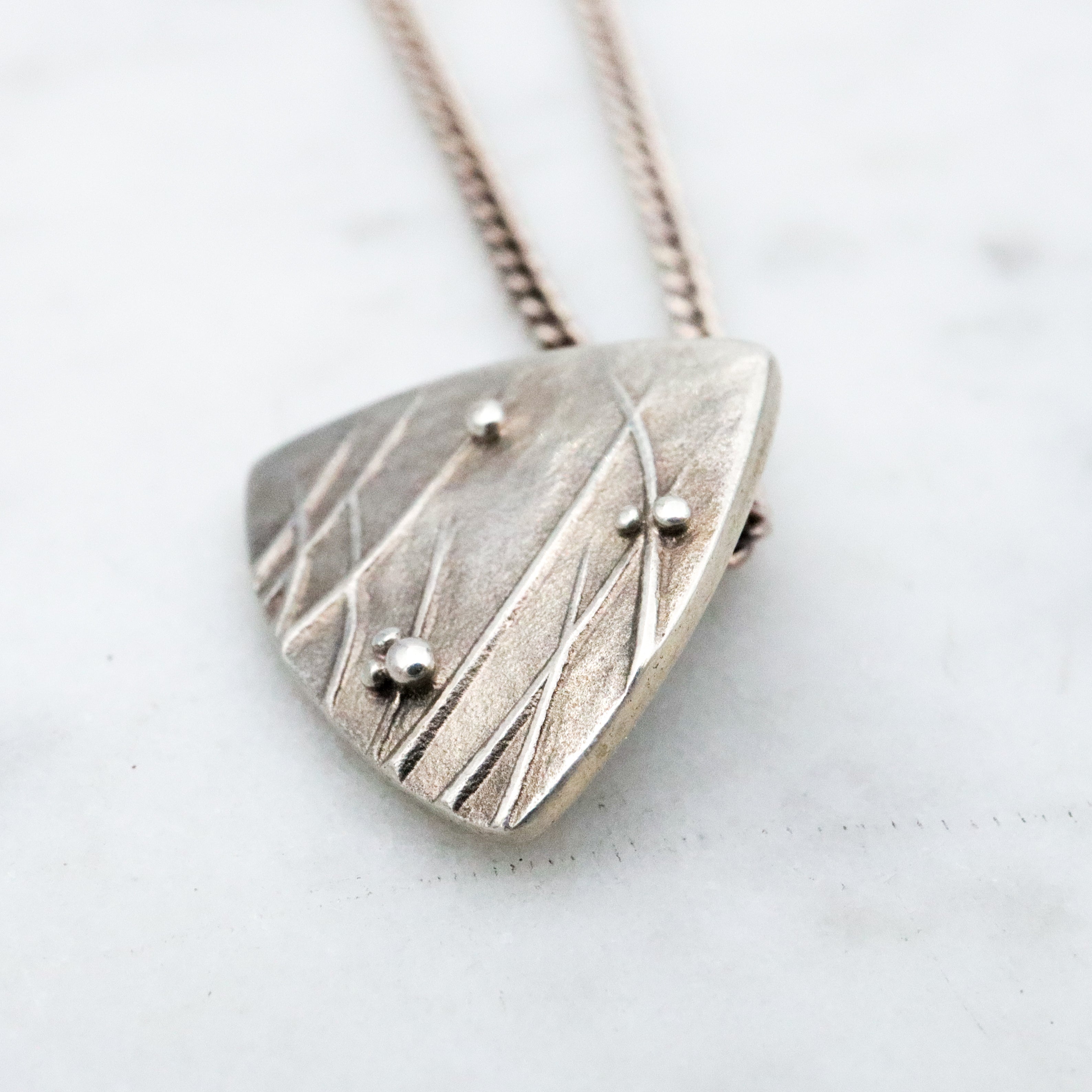 Modern naturalist handmade sterling pendant necklace