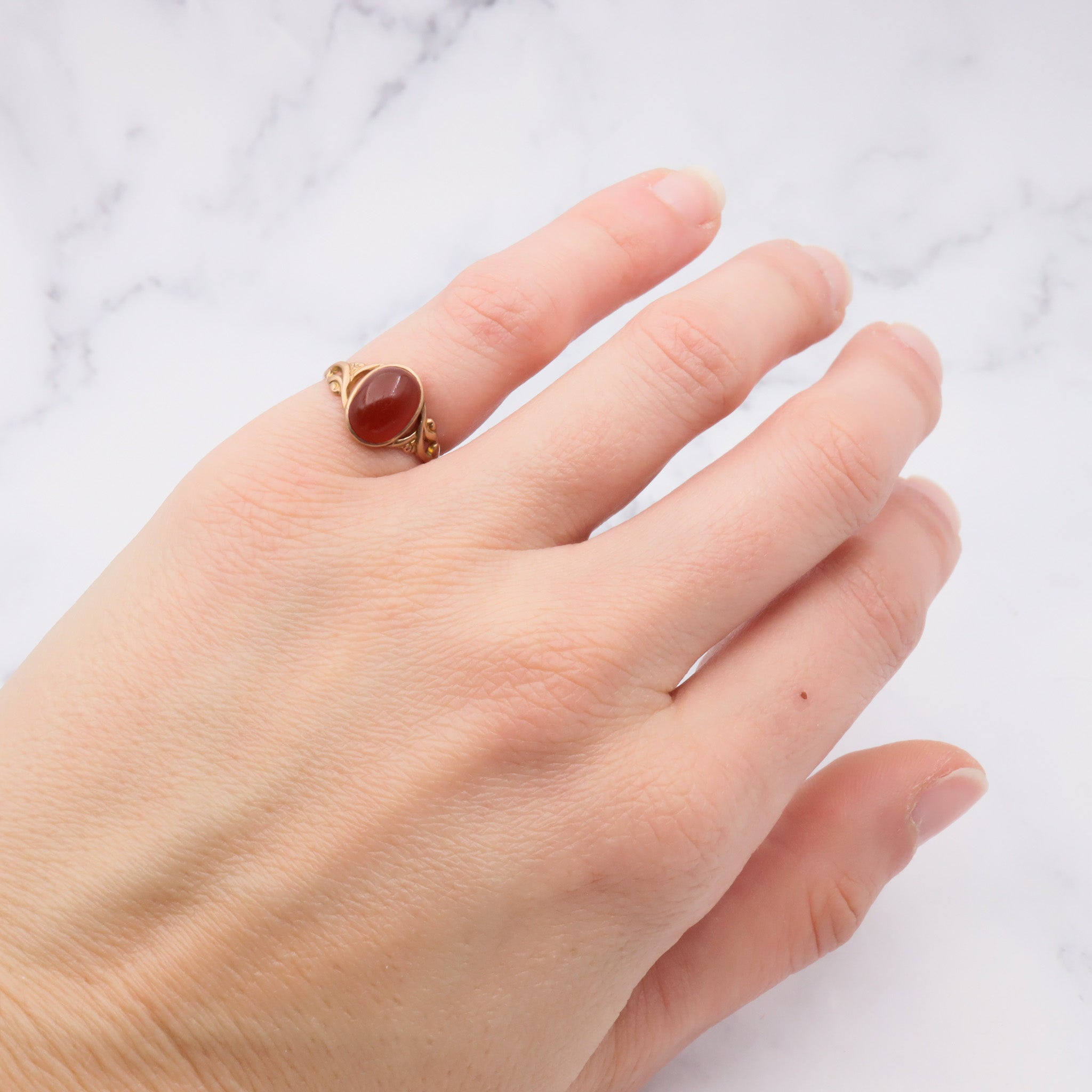 Antique victorian 10k gold carnelian ring, size 5