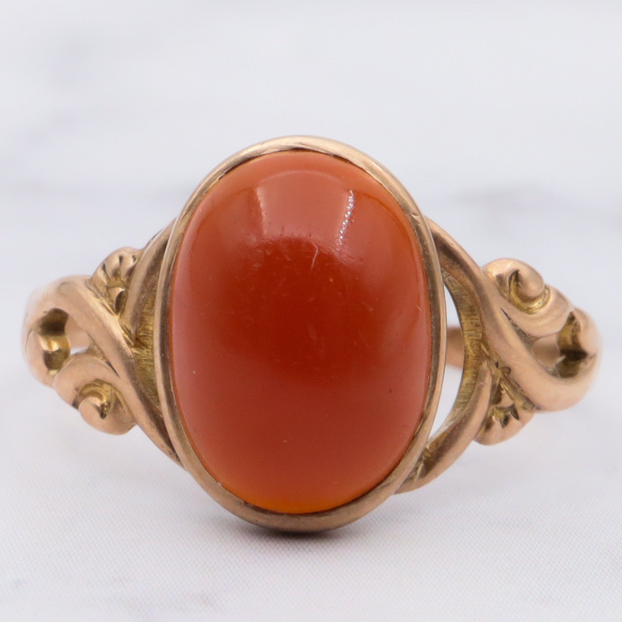 Antique victorian 10k gold carnelian ring, size 5