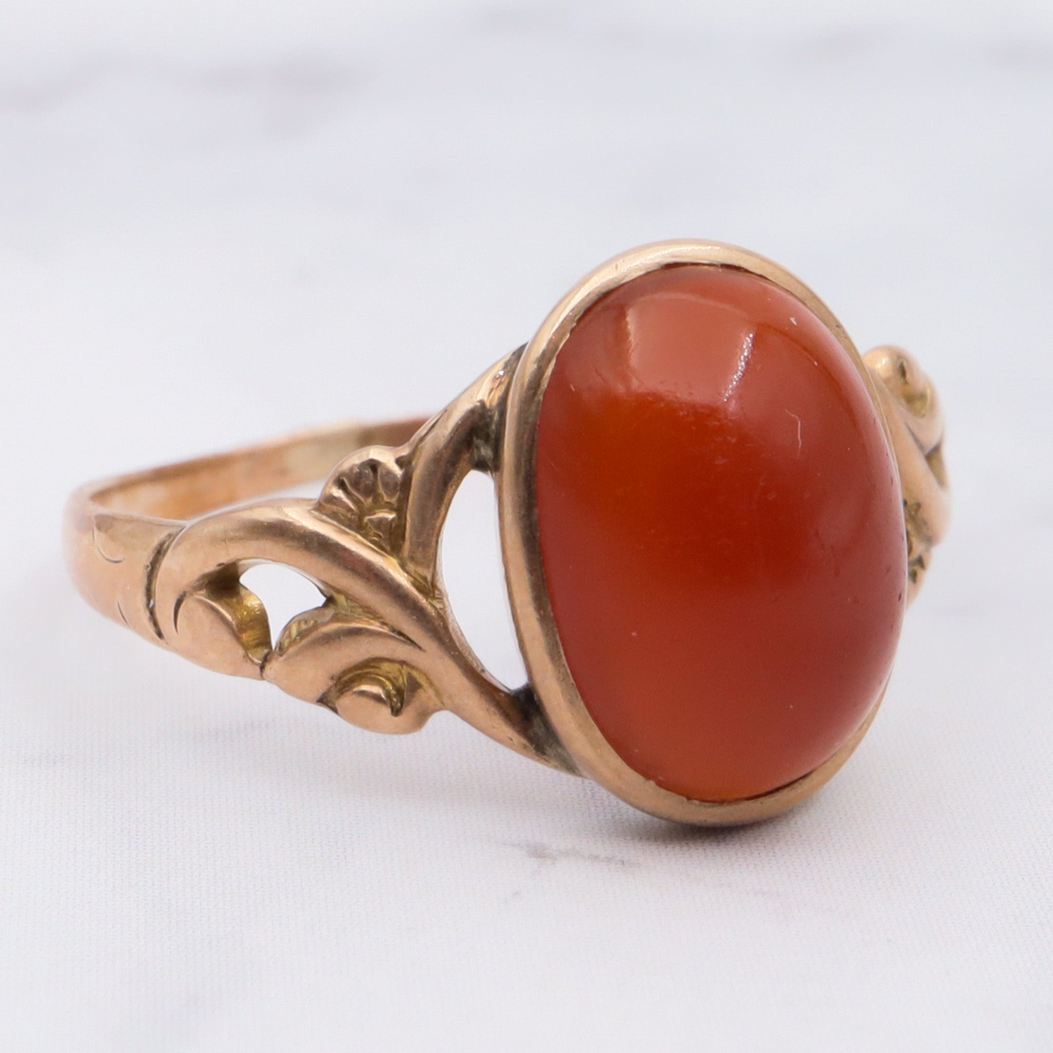 Antique victorian 10k gold carnelian ring, size 5