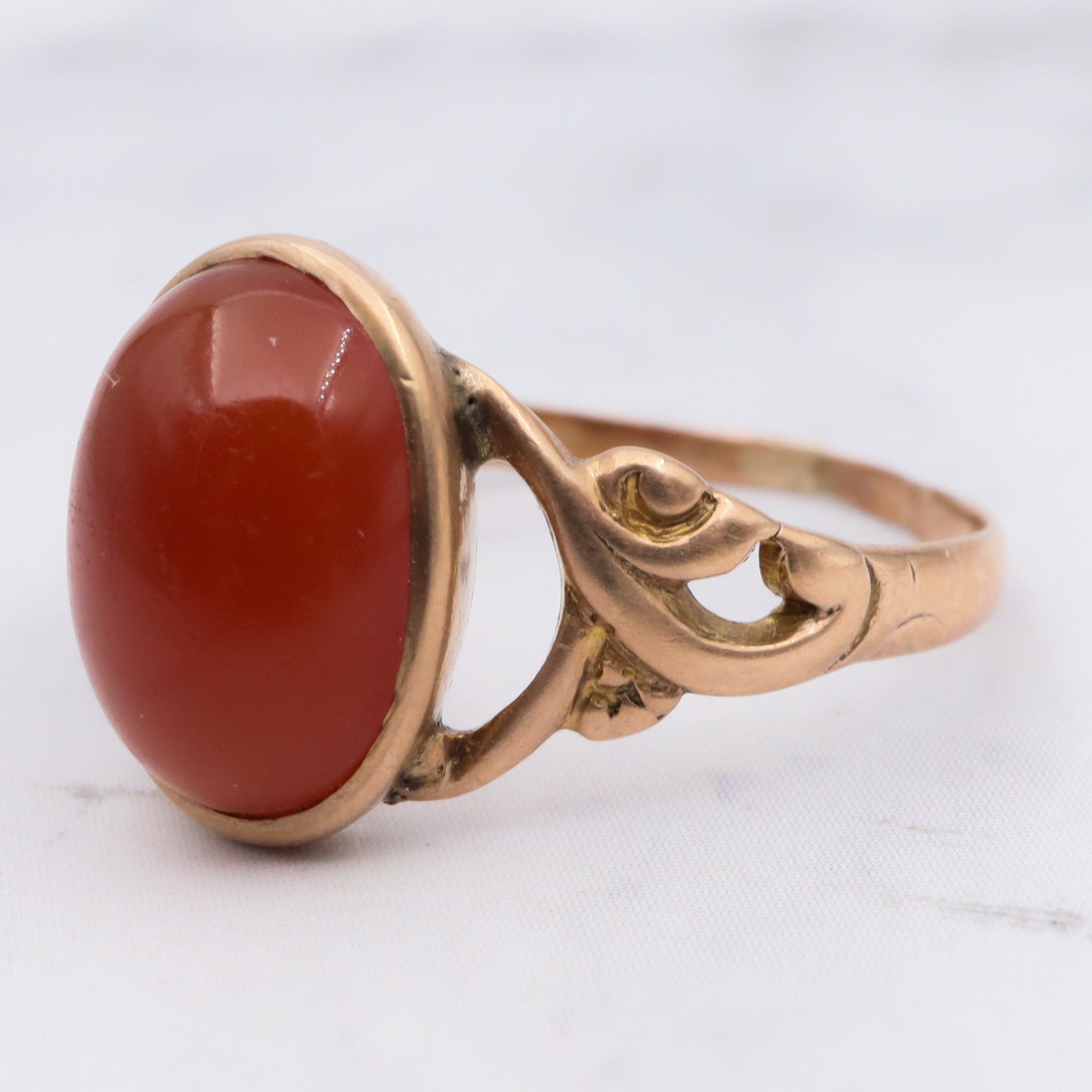 Antique victorian 10k gold carnelian ring, size 5