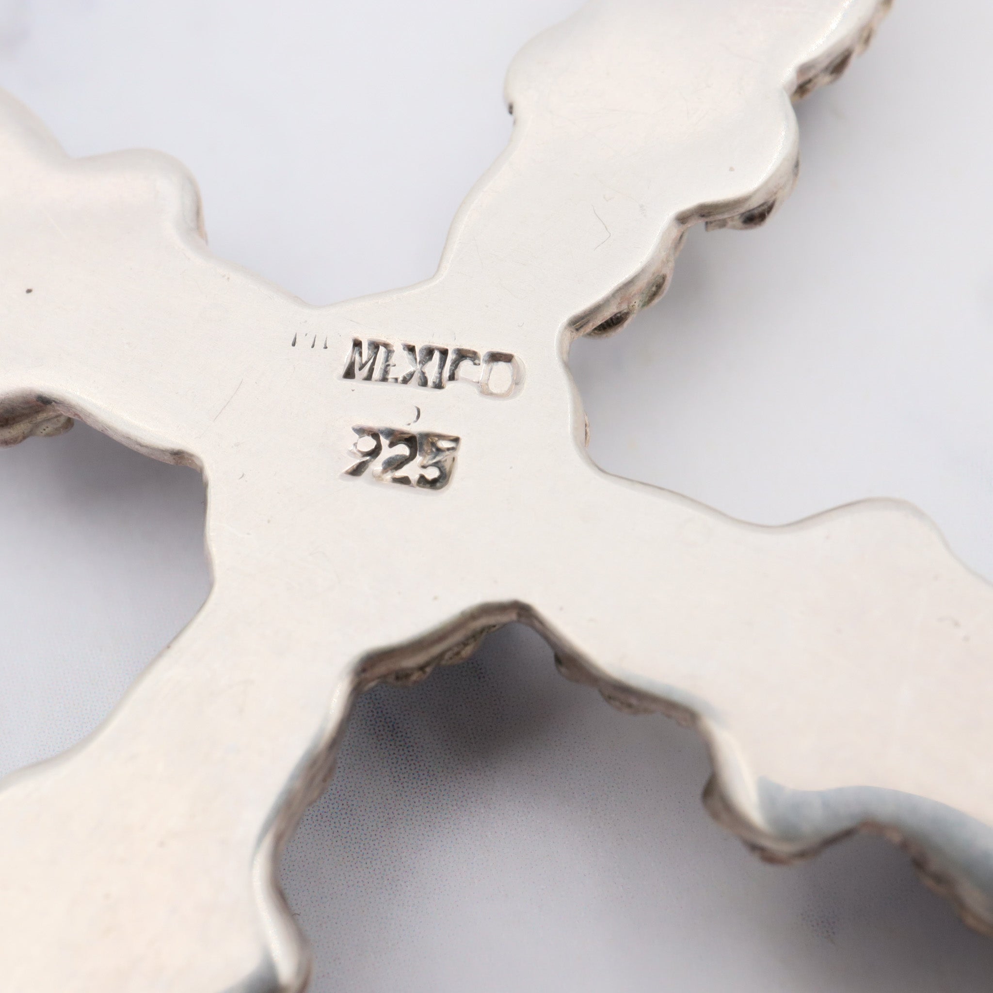 Vintage Mexican sterling lapis large cross pendant