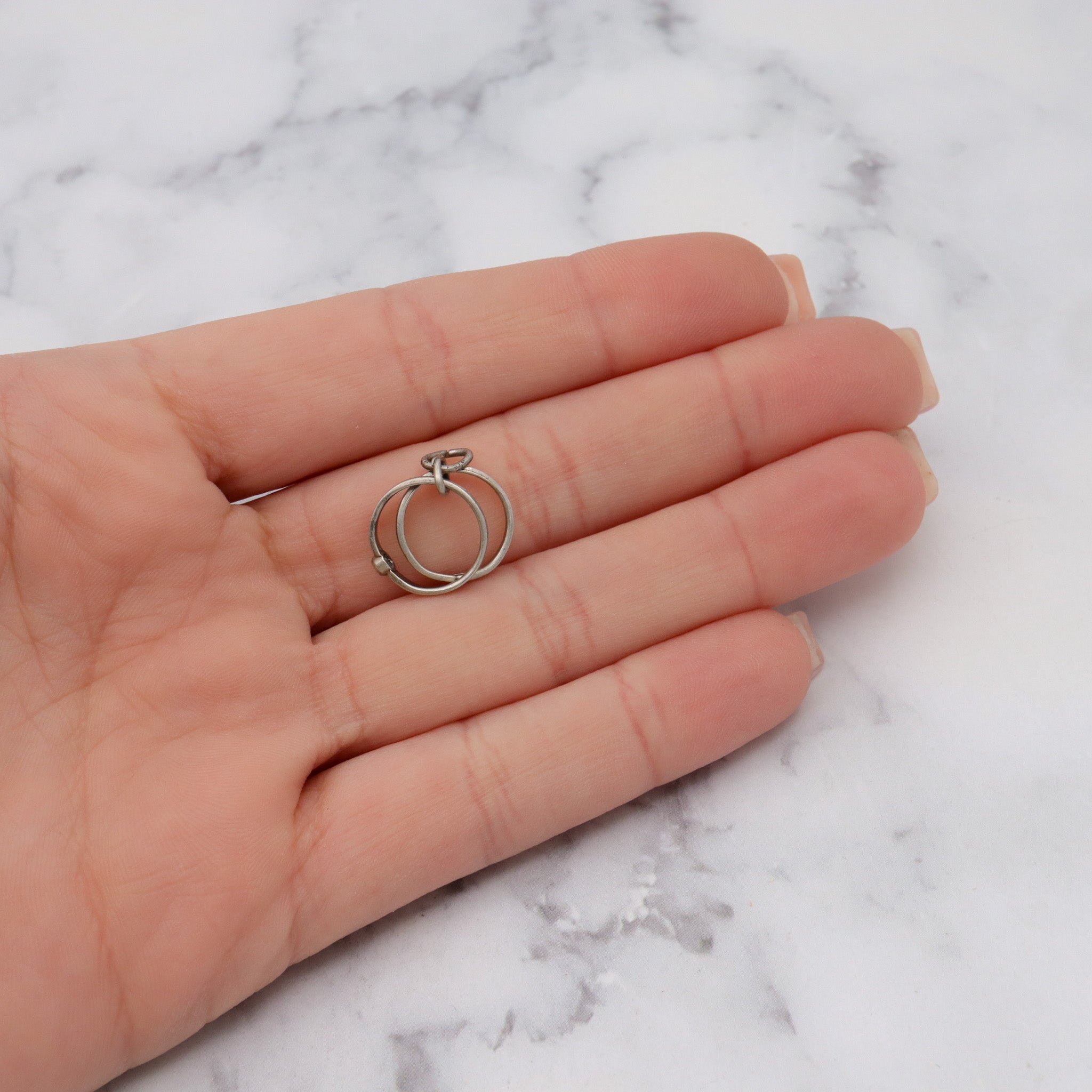 Antique Art Deco JMF sterling silver glass faux engagement ring set charm