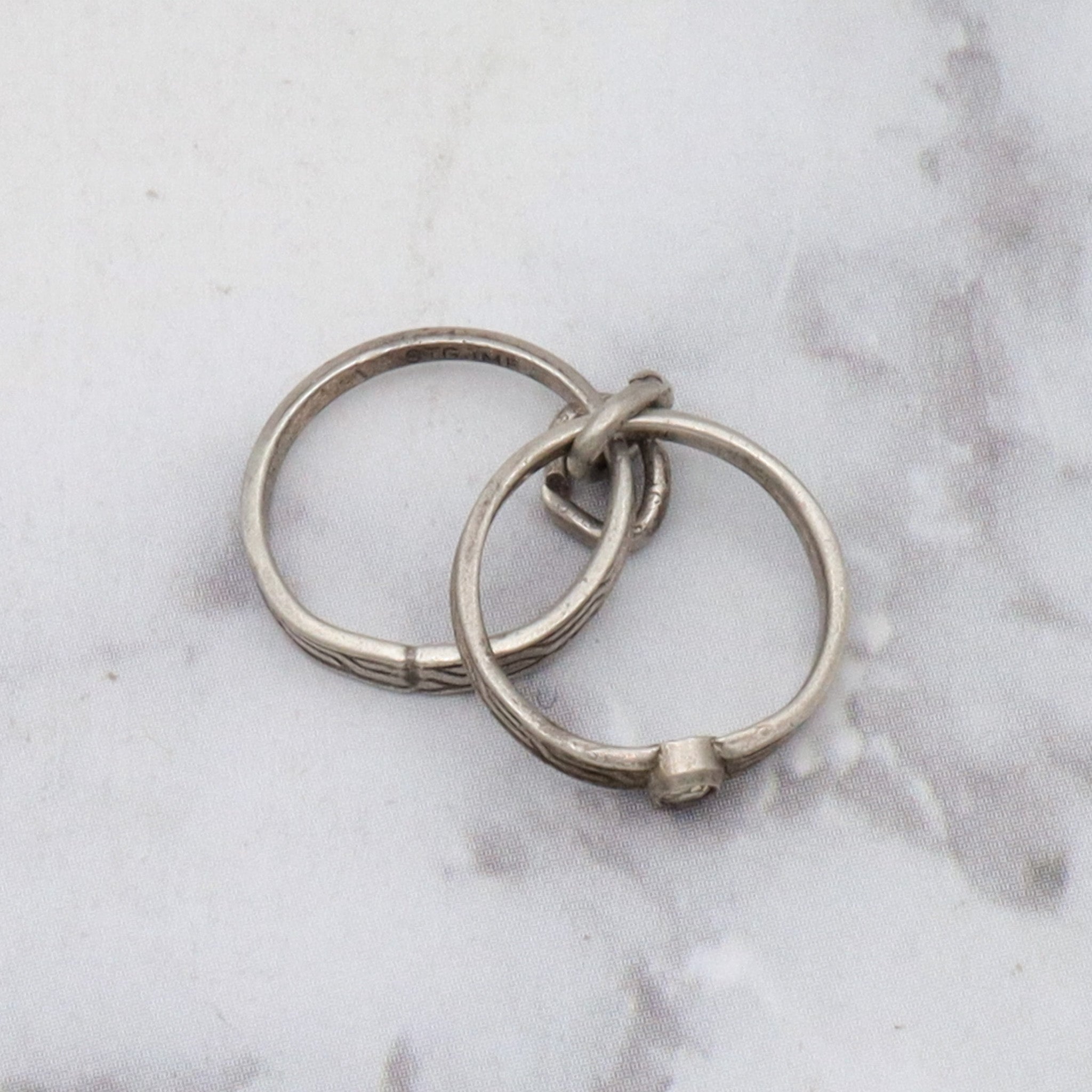 Antique Art Deco JMF sterling silver glass faux engagement ring set charm